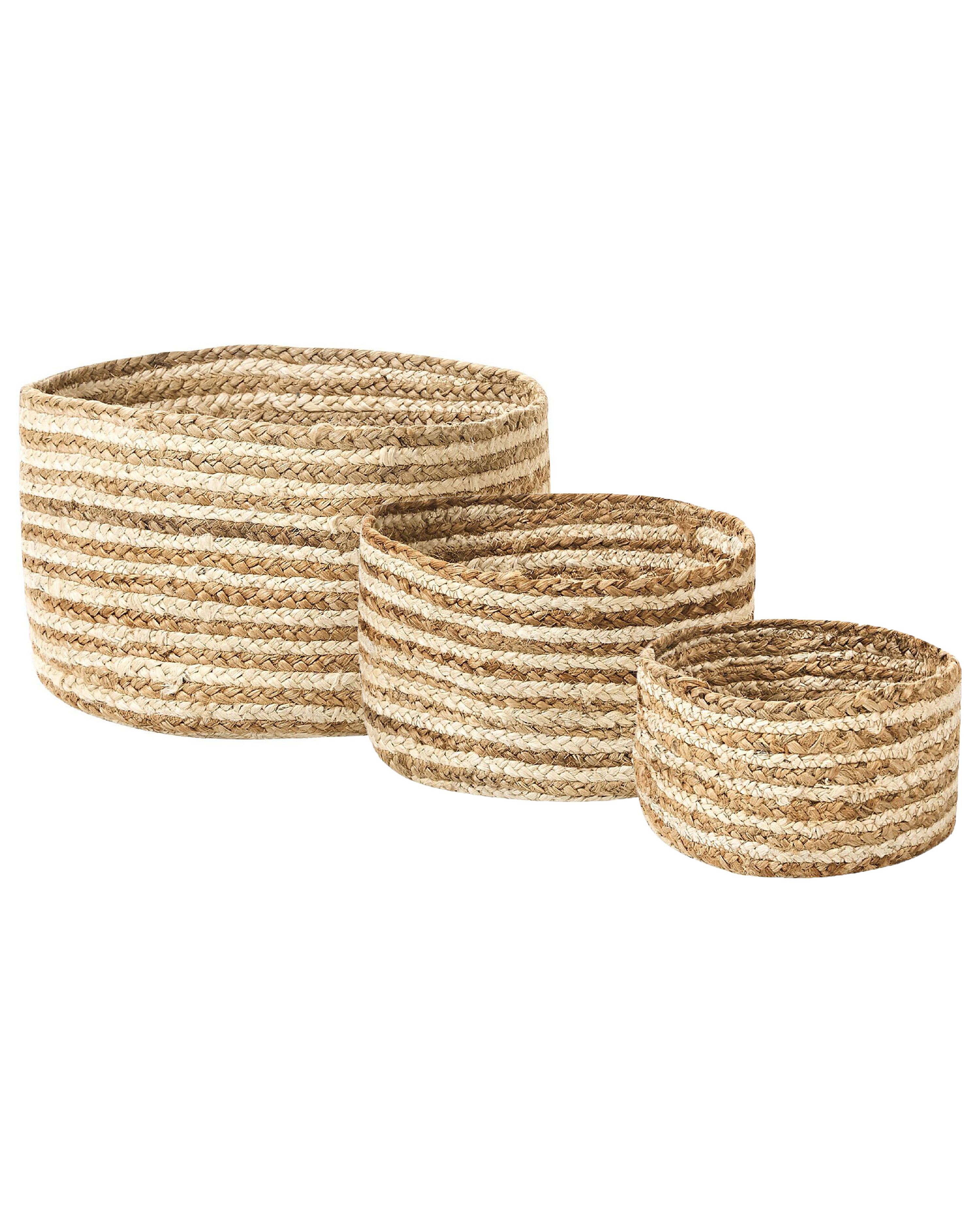 Set of 3 Baskets KAHU Jute Natural