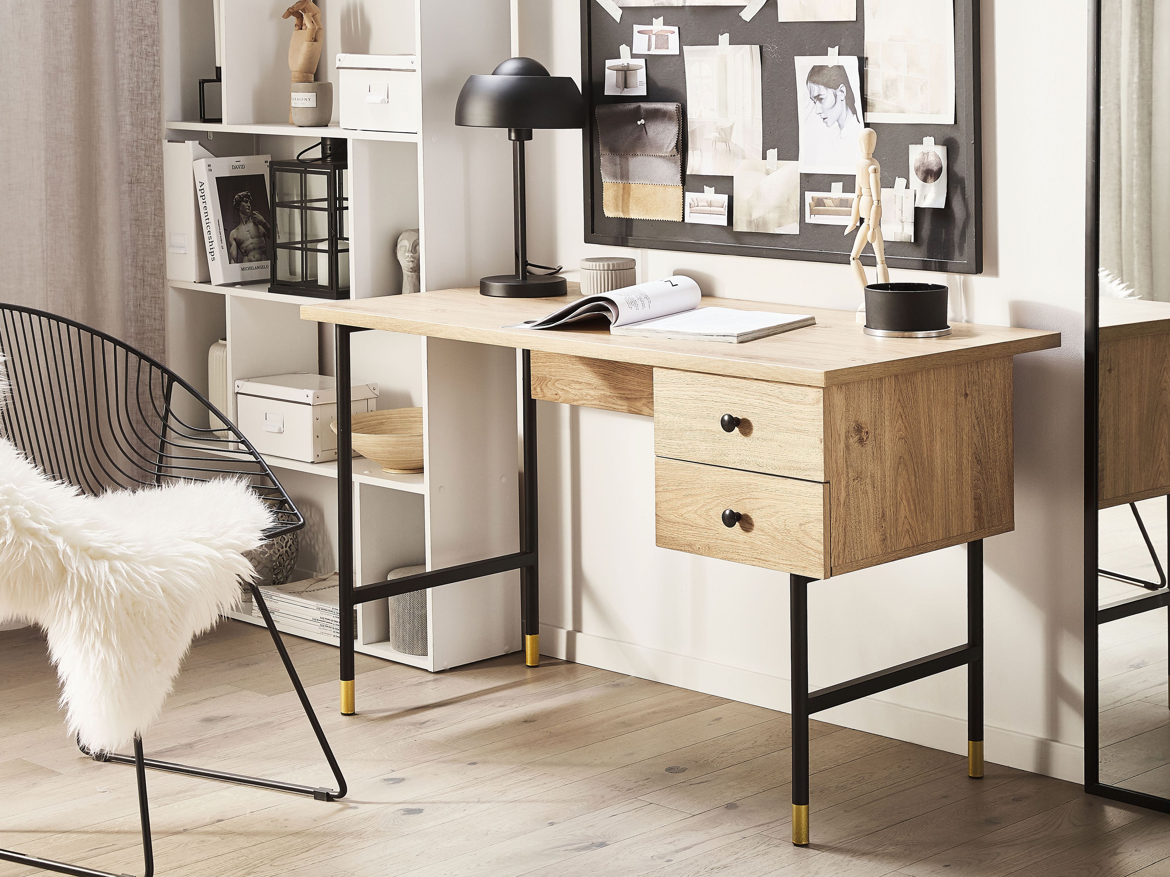 Home Office Desk ABILEN Light Brown 120 cm 60 cm with Drawers