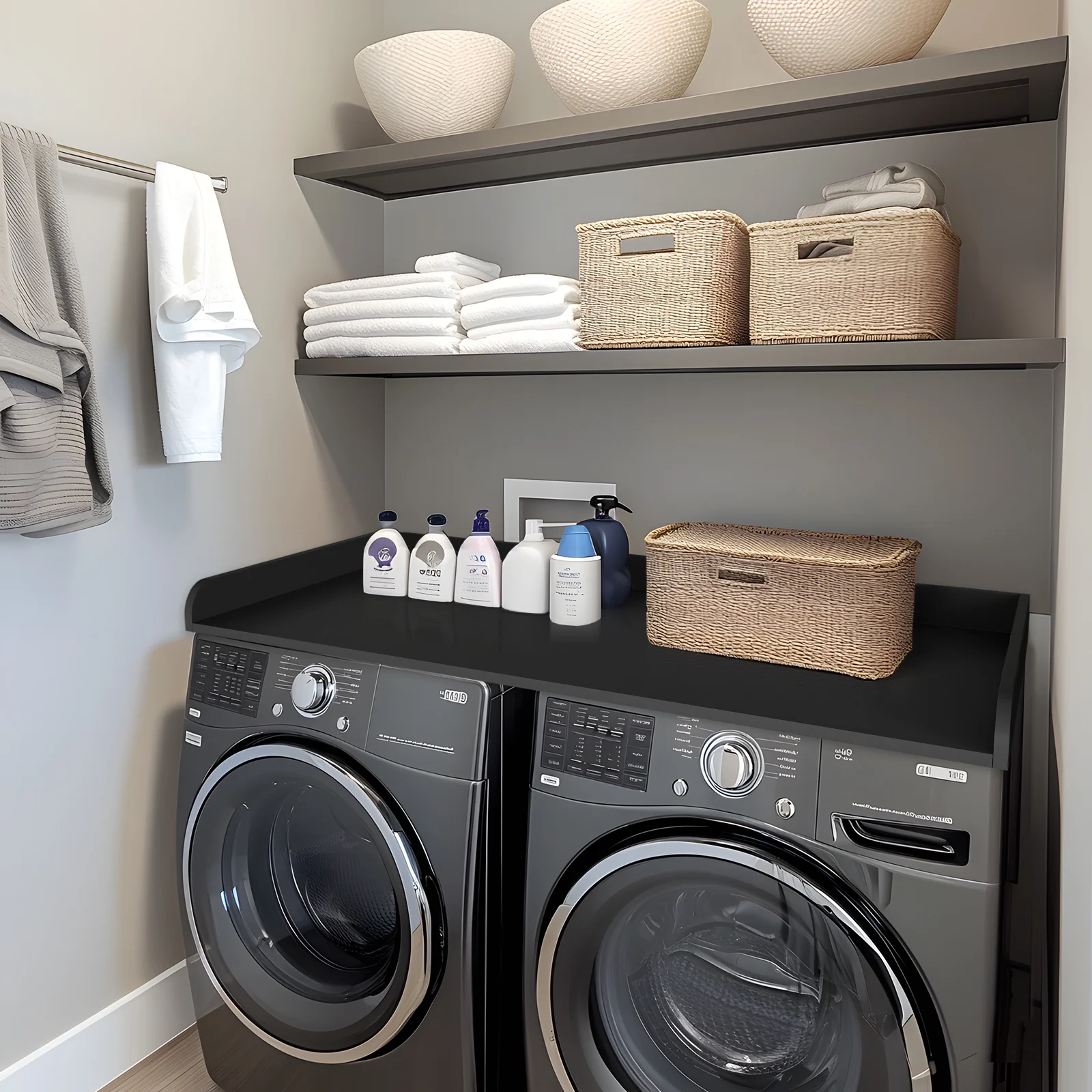 Kaboon Washer Dryer Countertop with Edge Rails, 27.5" x 54", Light Walnut - Image 33