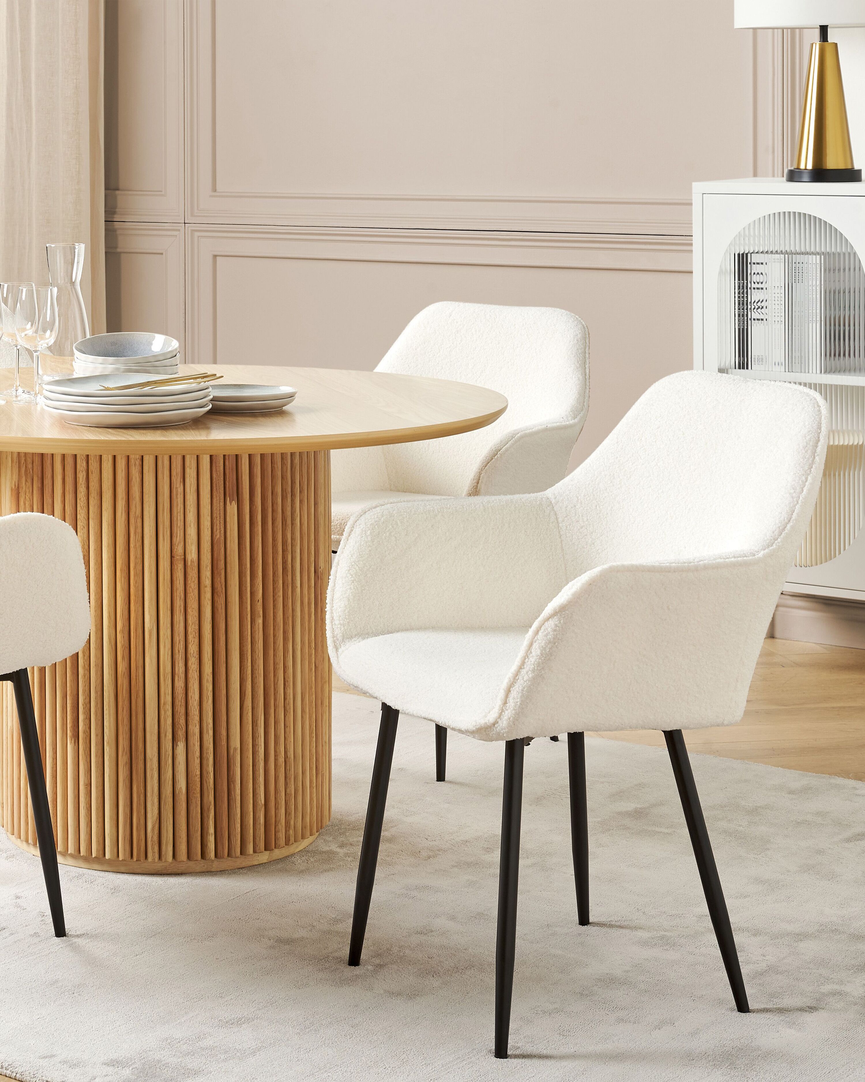 Set of 2 Dining Chairs ALDEN II Boucle White