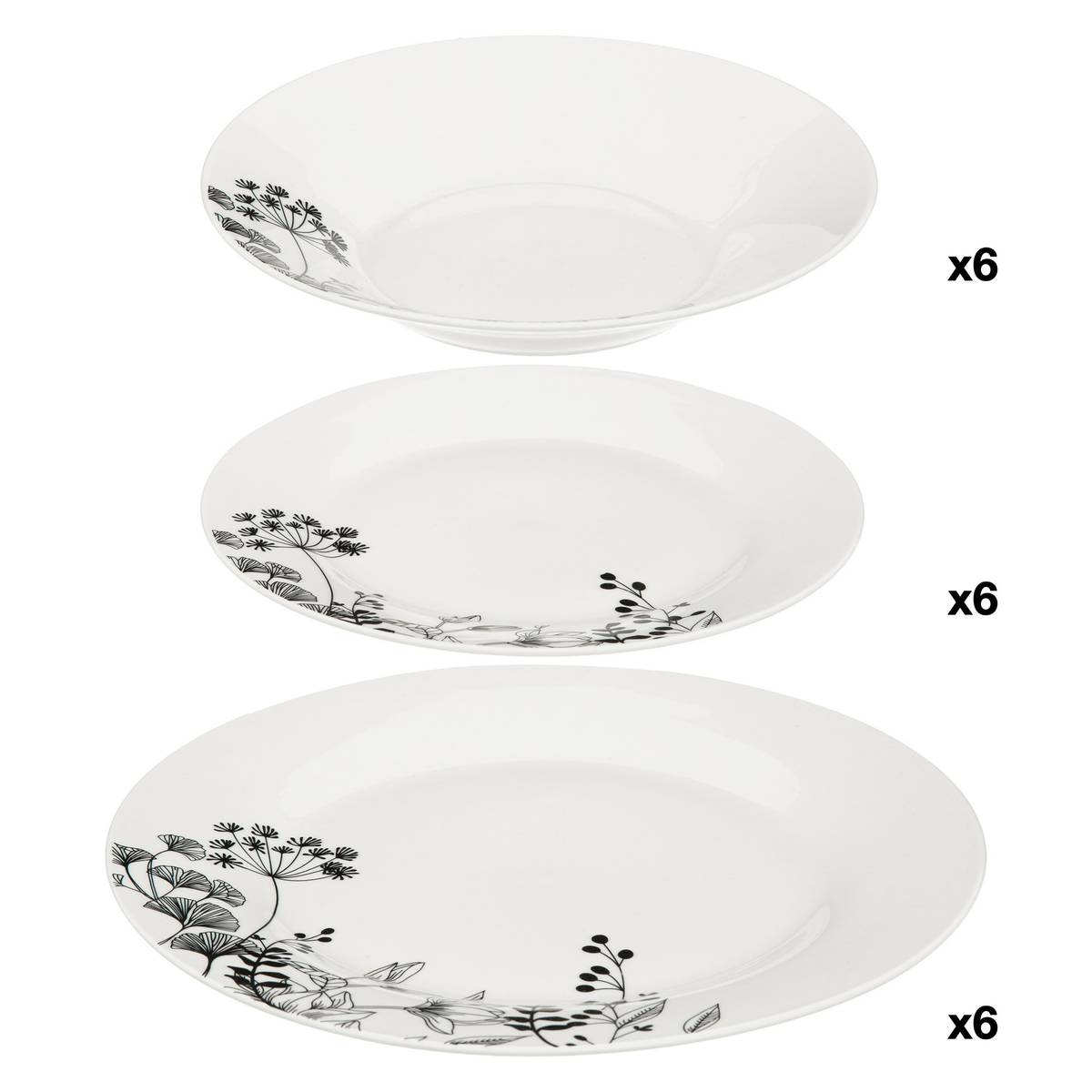 Tableware set "White Floral" 18 pieces, white