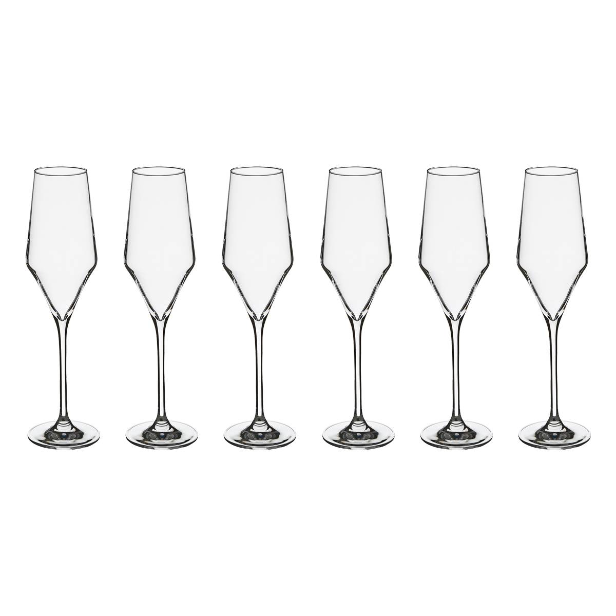 Set of 6 "Clarillo" champagne flutes 220 ml, Transparent