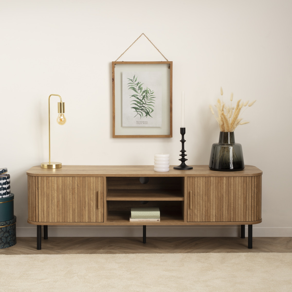 TV stand 2-doors "Colva" Oak effect, 53x140 cm