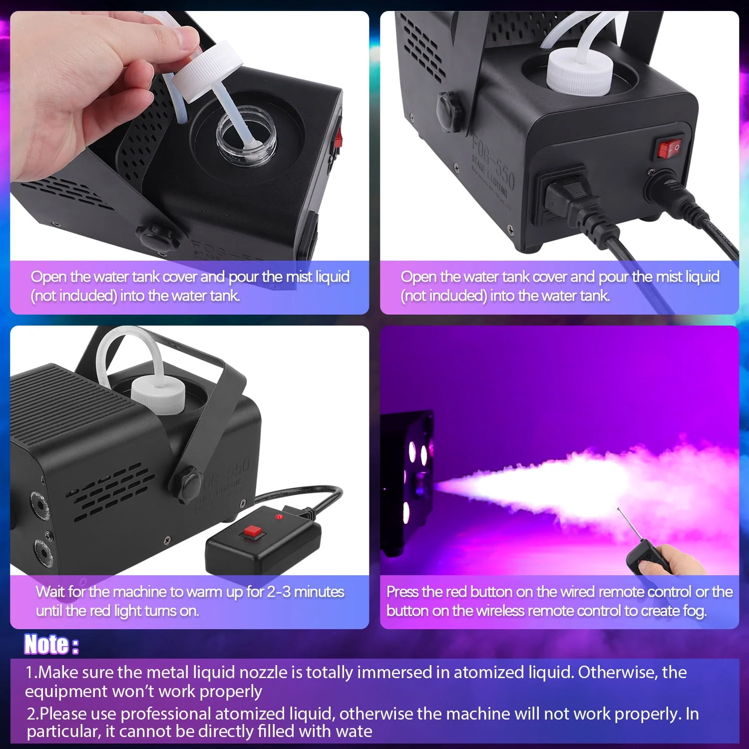 Wondnuga Halloween Fog Machine Smoke Machine 550W 3-in-one RGB Light Beads Smoke Machine Remote Control for Halloween Party Wedding - Image 7 Wondnuga Halloween Fog Machine Smoke Machine 550W 3-in-one RGB Light Beads Smoke Machine Remote Control for Halloween Party Wedding - Image 7