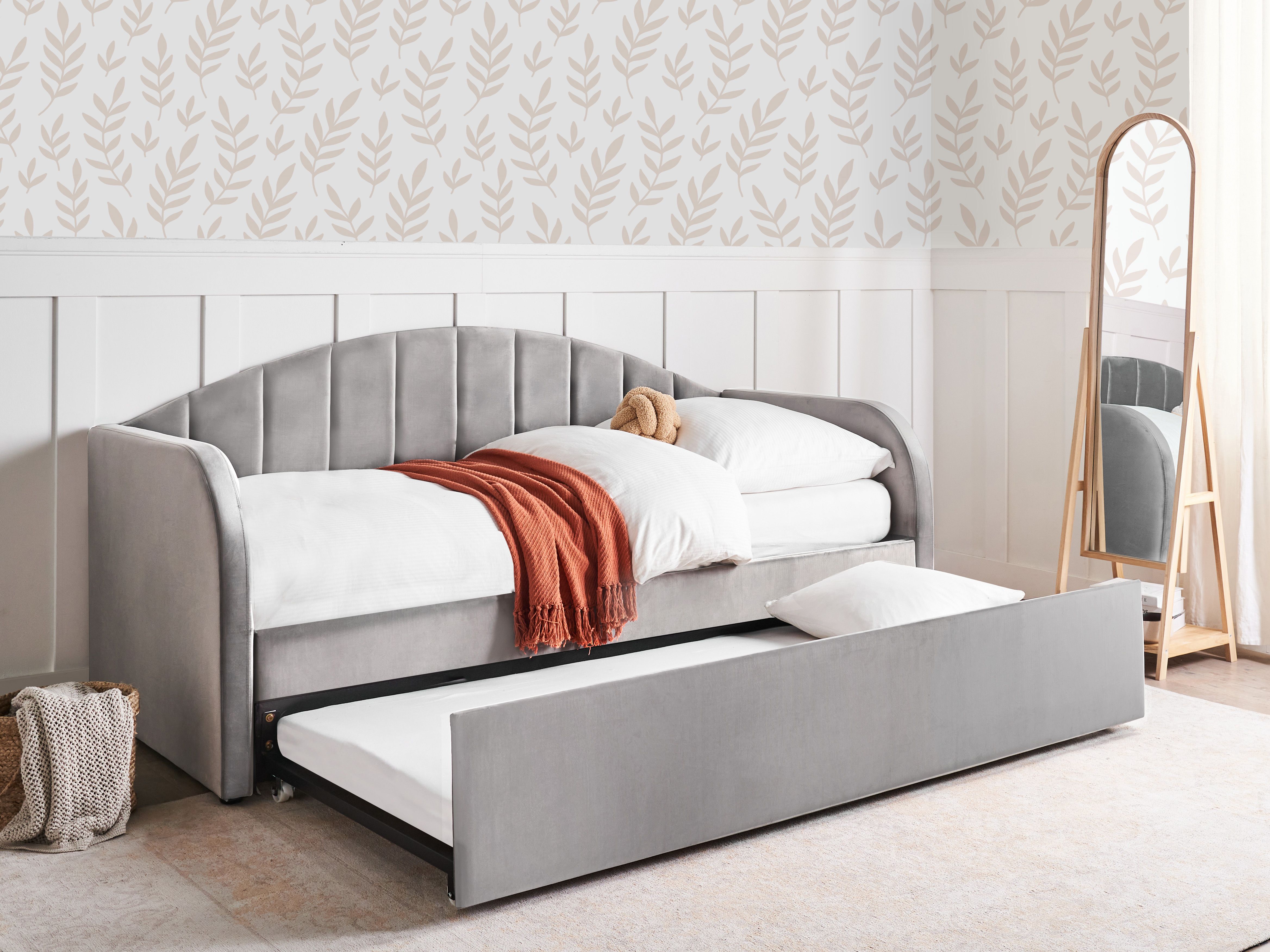 Trundle Bed Velvet EYBURIE 90 x 200 cm (EU Single) Grey