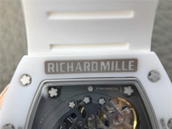 Replica Richard Mille RM011 RG White Ceramic Felipe Massa Black Inner Bezel White Rubber Strap A7750 - Top club