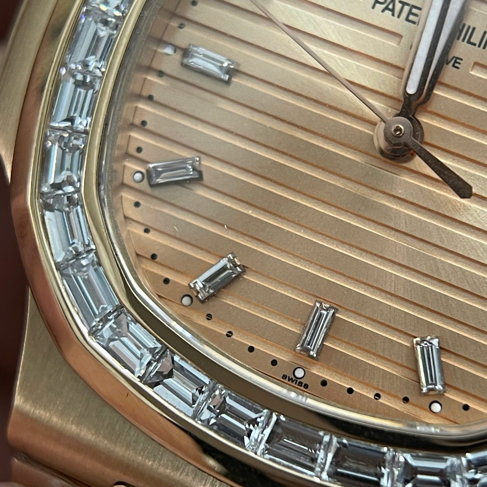 Patek Philippe Nautilus 5723 Replica Watches Custom Solid Rose Gold 18K And Diamonds Natural 40mm - Top club