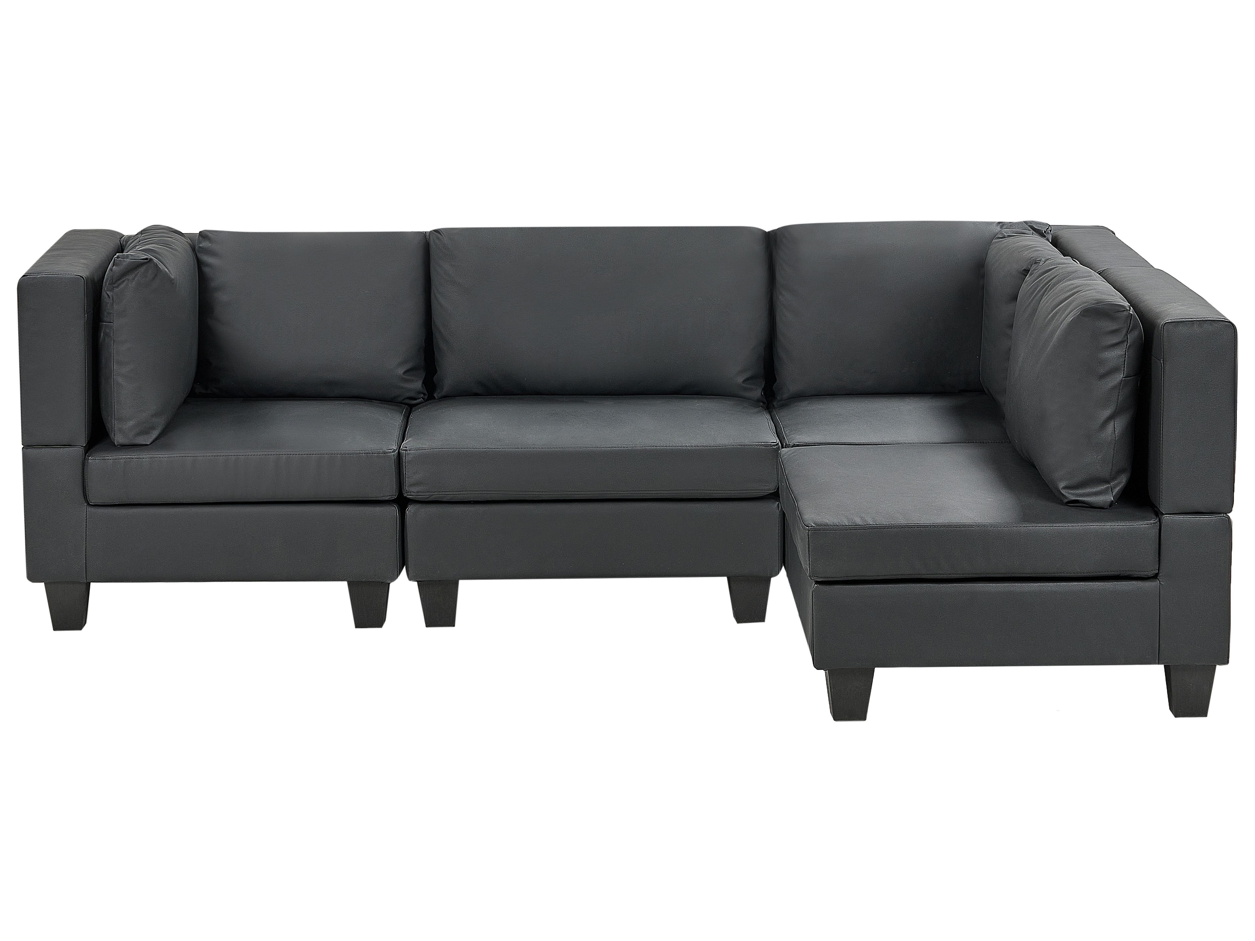Modular Corner Sofa 4 Seater UNSTAD Faux Leather Black Left Hand