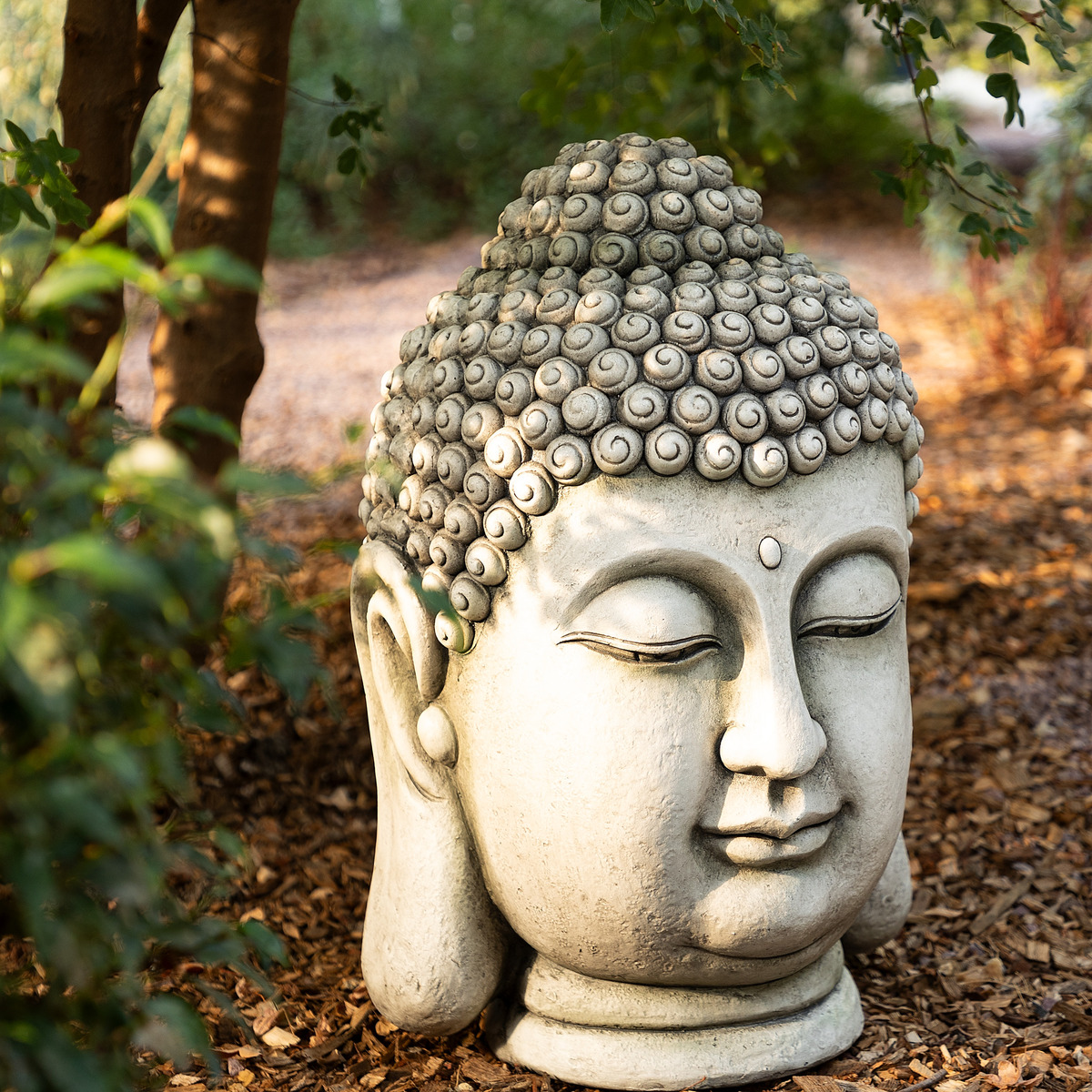Outdoor Buddha statuette "Osel" Gray, H.60 cm