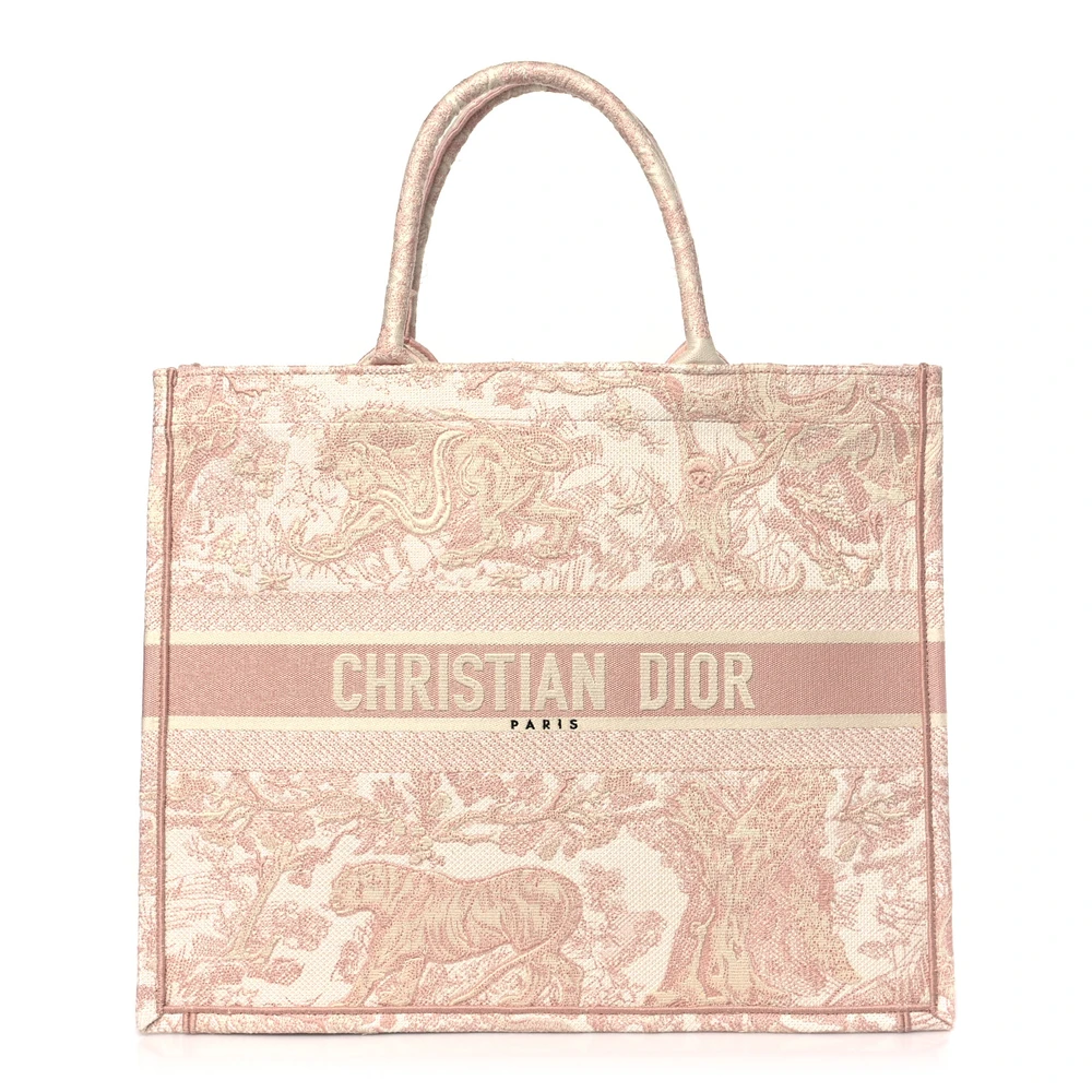 Superfake Dior Book Tote in Pink Embroidered Canvas
