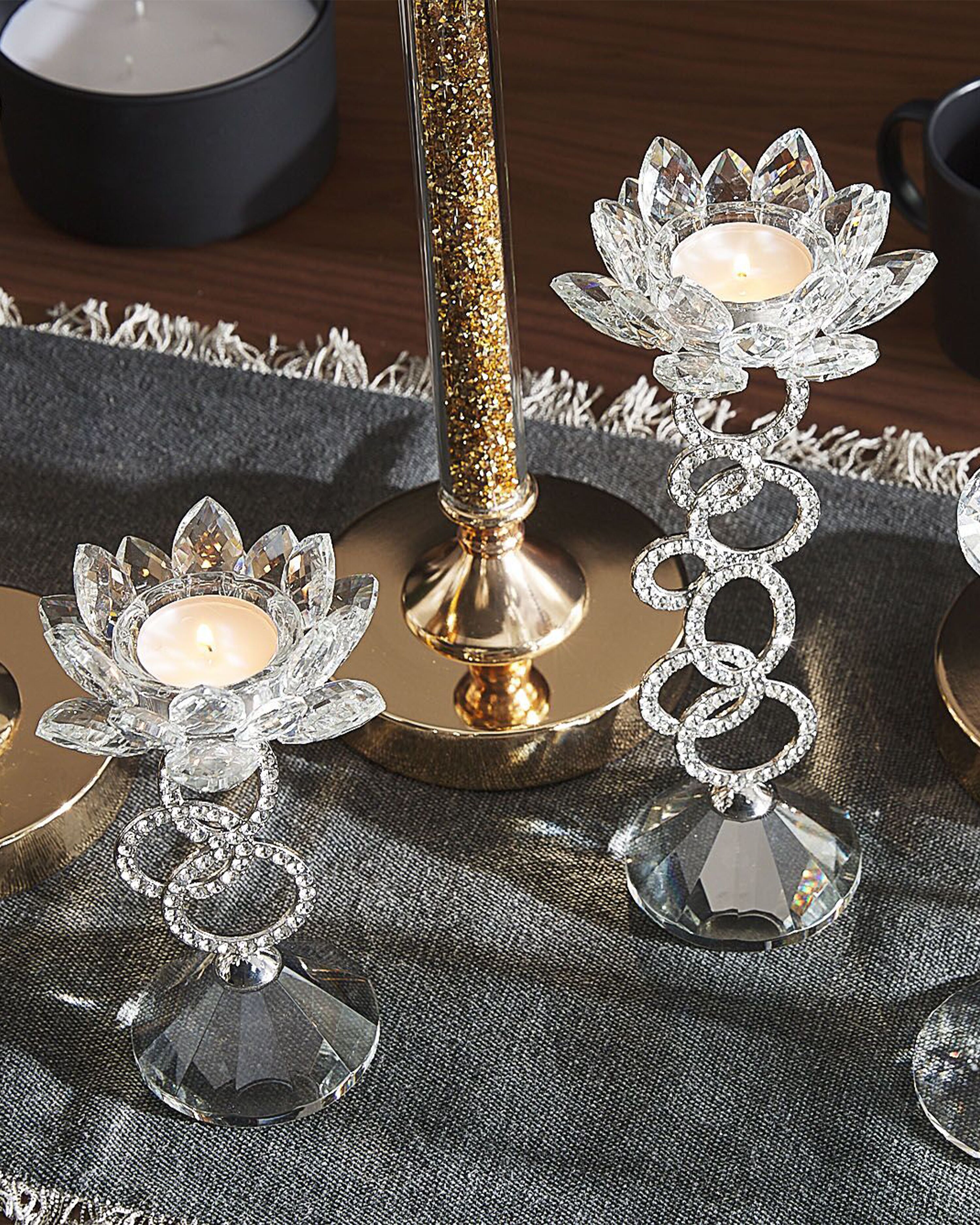 Candle Holder OVIEDO Glass 19 cm Silver