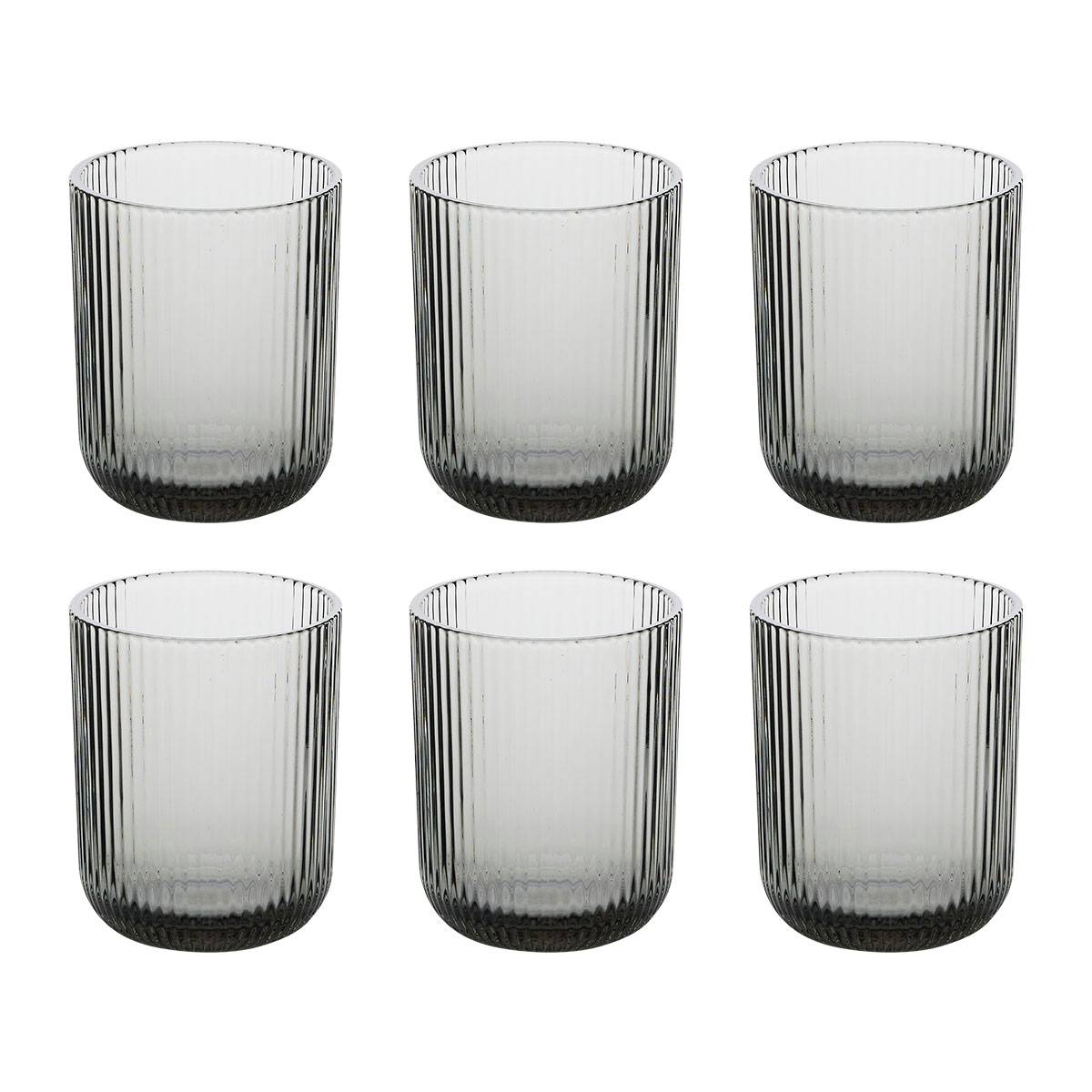 Set of 6 low tumblers "Ema" Glass, Grey