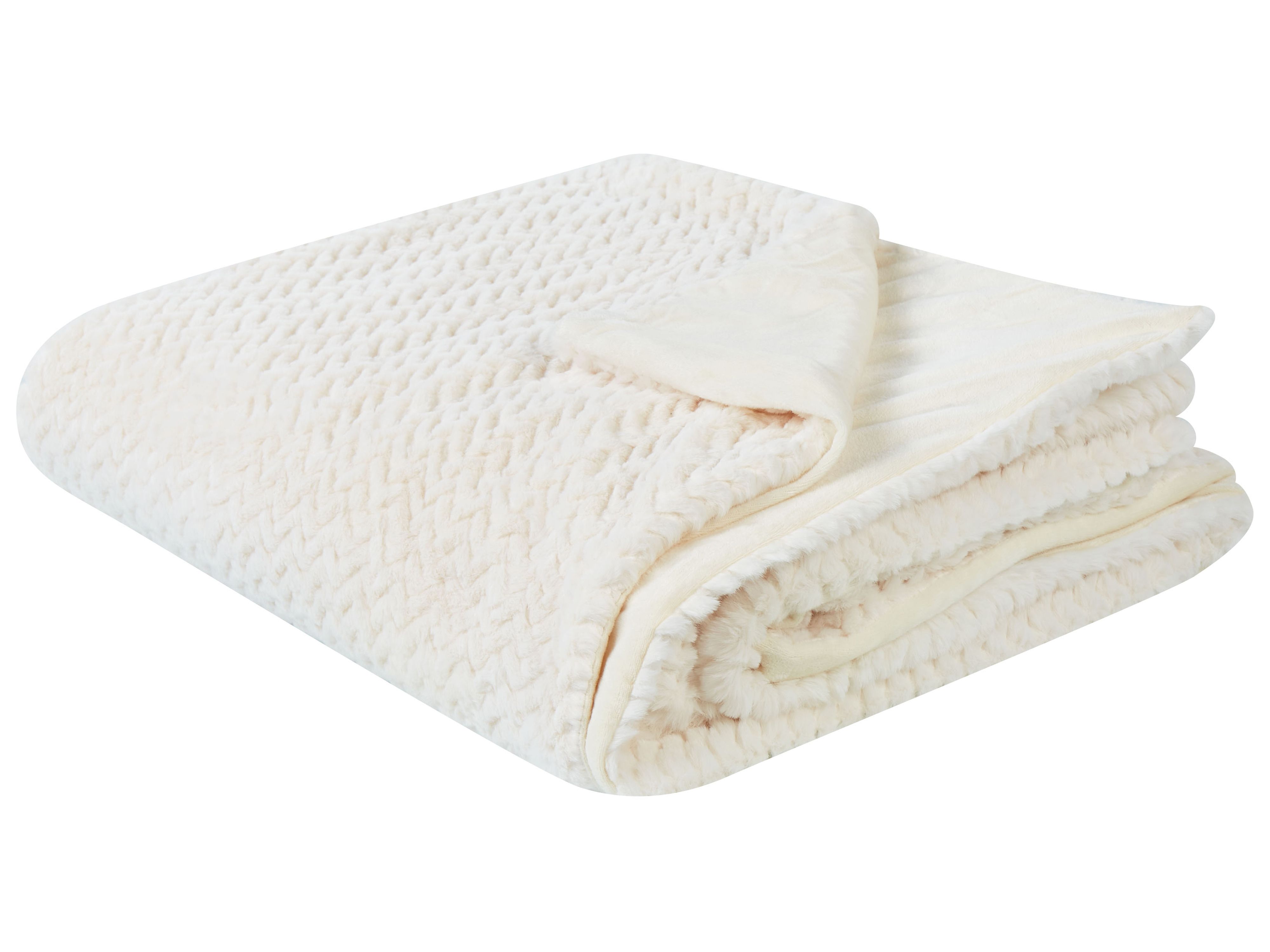 Bedspread SURMI Faux Fur 150 x 200 cm Off-White