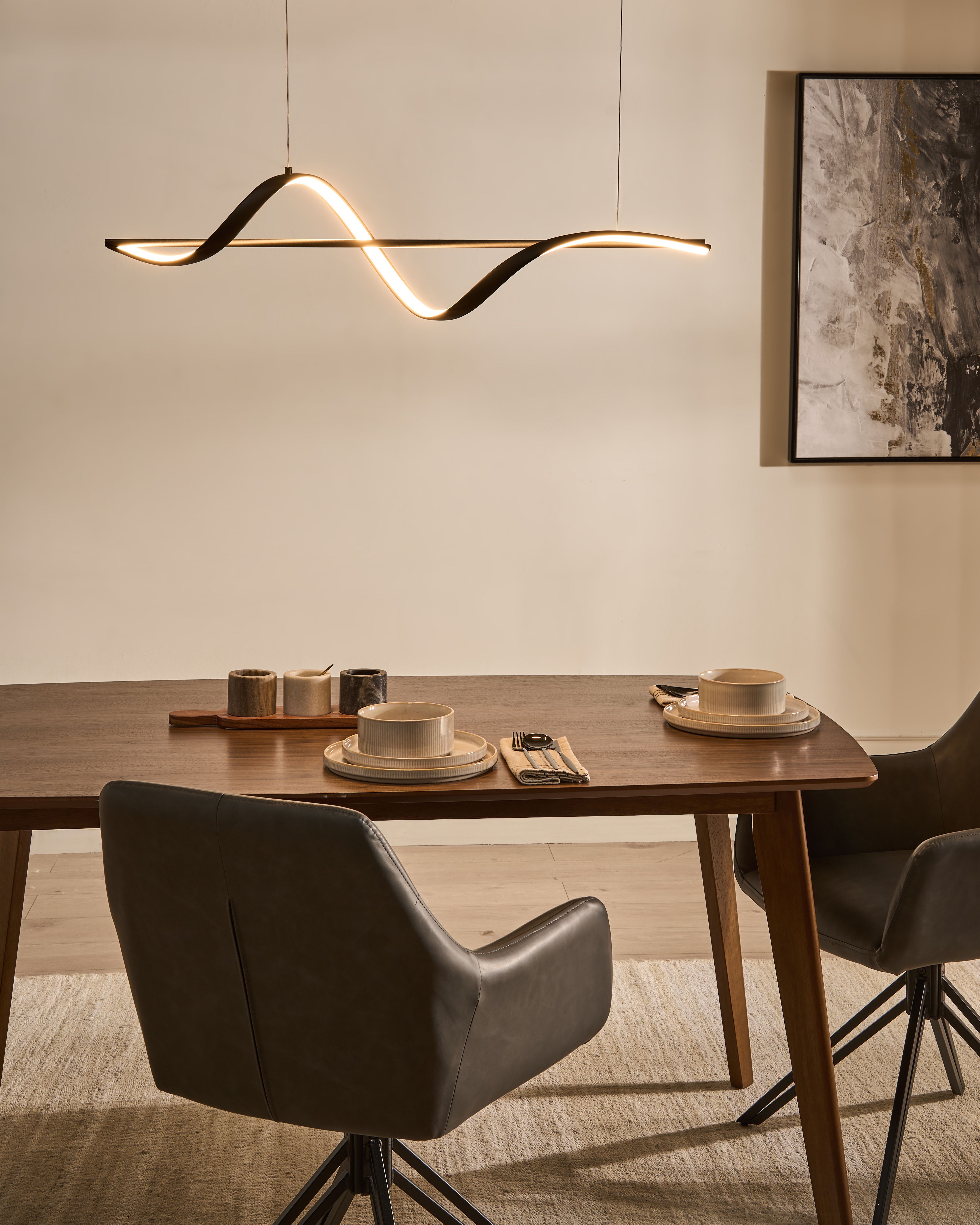 LED Pendant Lamp KHUTTI with Remote with Dimmer Metal Black