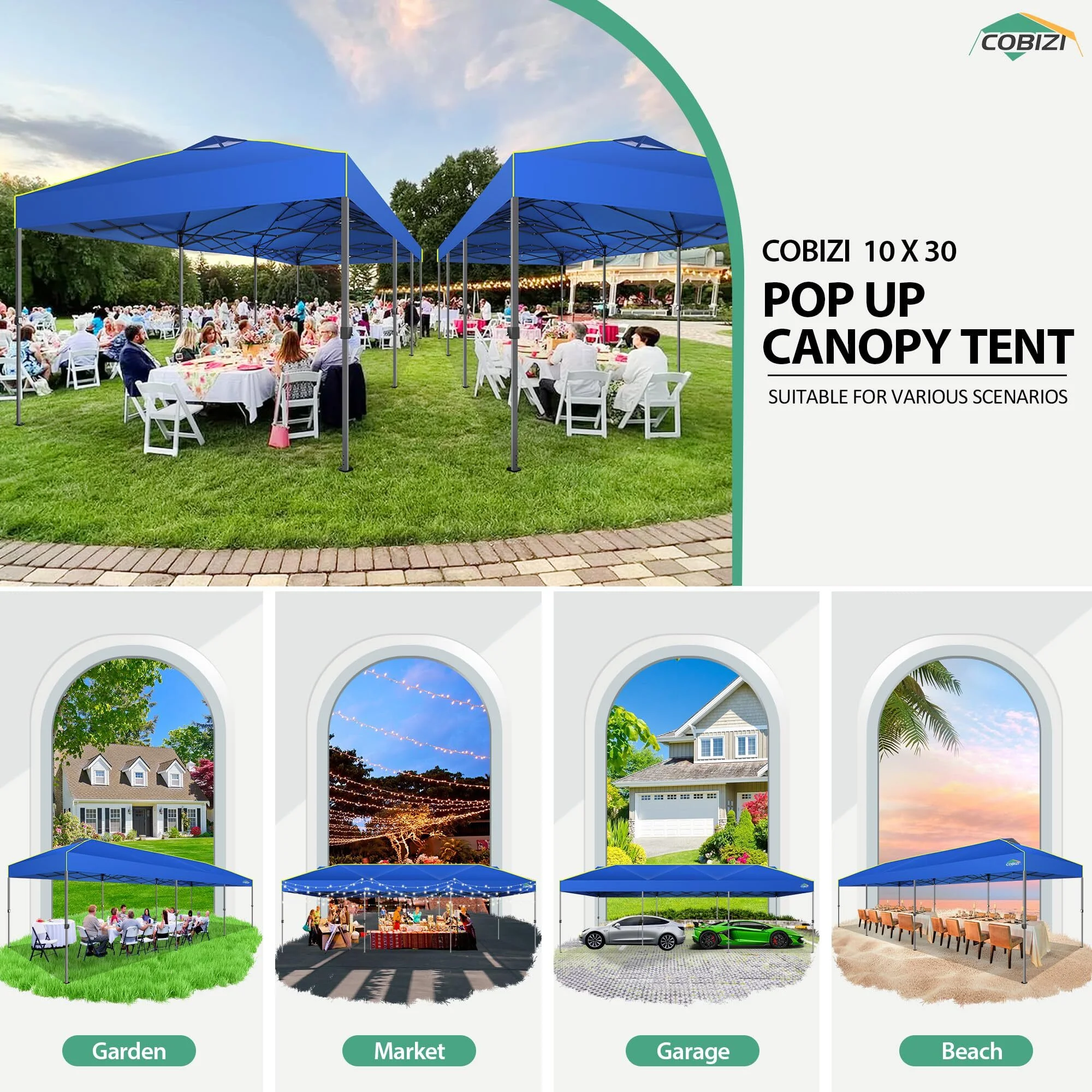 COBIZI 10x10 EZ Pop up Canopy Gazebo with Sidewalls,Pop up Canopy Tent Instant Shelter for Outdoor Party Camping Backyard Beach with Air Vent ,Carry Bag,Stakes,Ropes,Black - Image 33