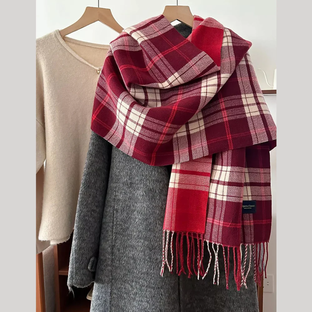 Classic Fringe Plaid Scarf - ZKZOOK