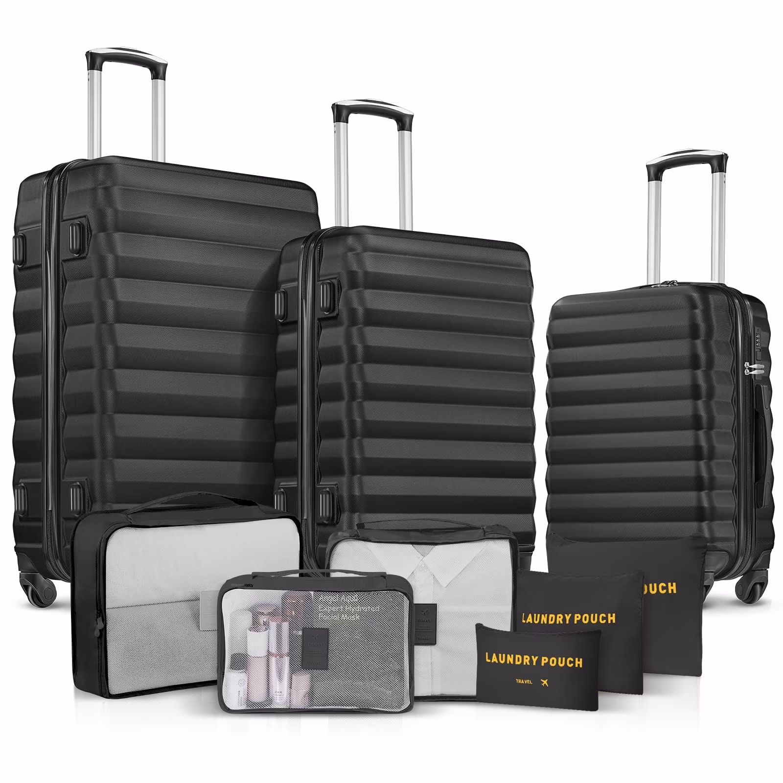 9 Piece Luggage Sets, Hard 20 24 28 inch Luggage with 6 Pieces Organize Bags Travel Suitcases Sets with Wheels, Rose - Image 7