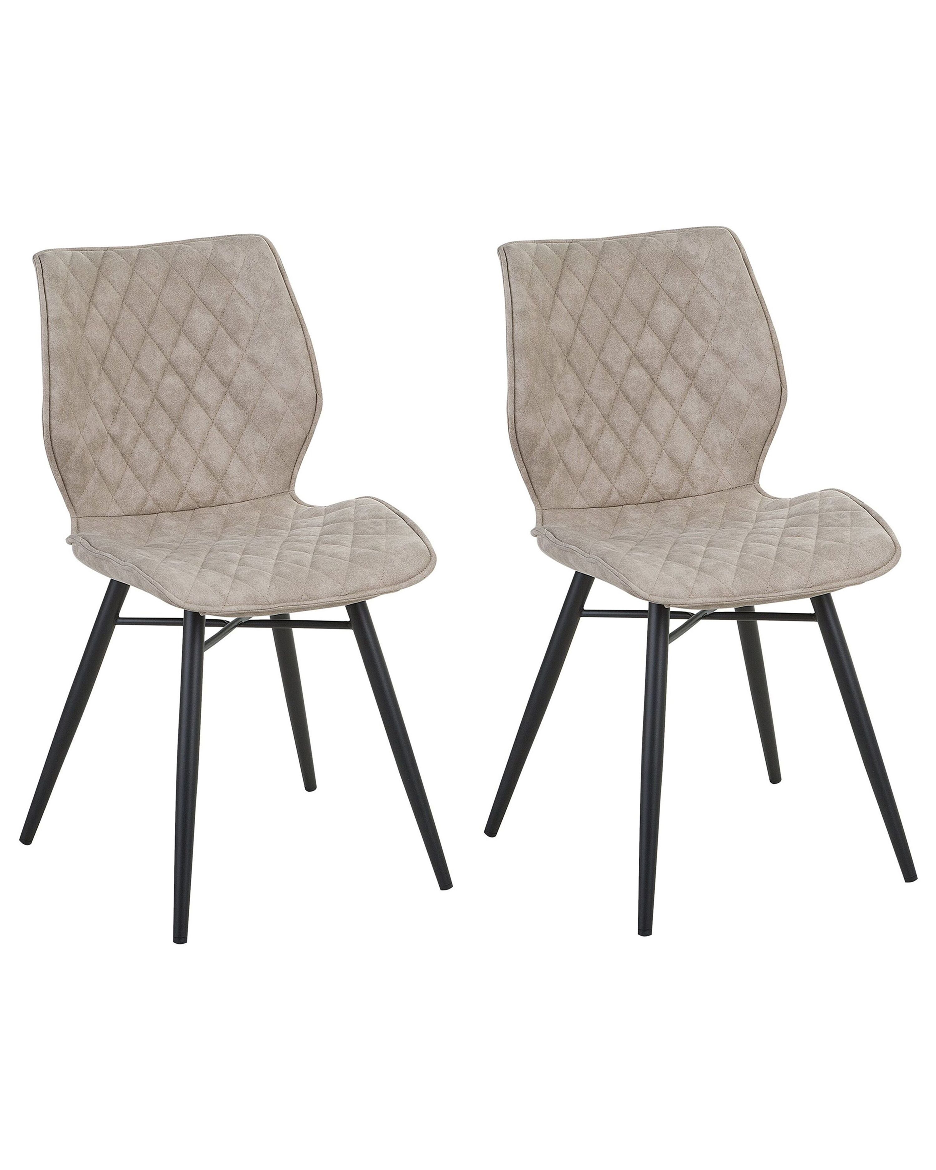 Set of 2 Dining Chairs LISLE Fabric Beige
