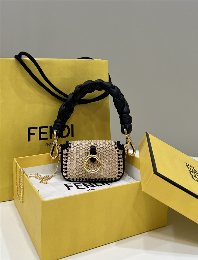 fendi Nano baguette raffia charm mini bag - Replicaclubs