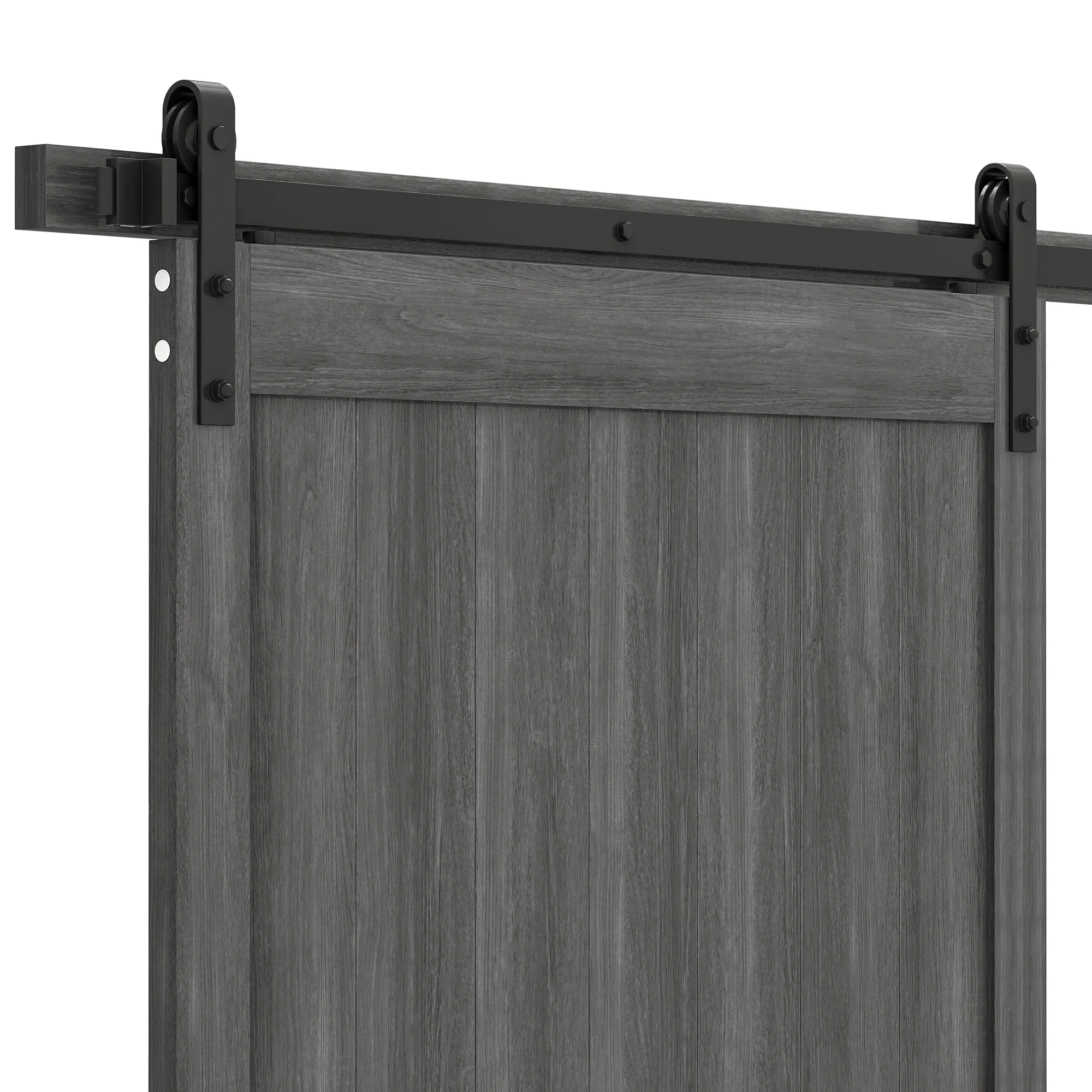 Uforic 48" x 84" Silding Barn Door,with Hardware Kit Rail,and Handle,Pulleys, Gray - Image 10