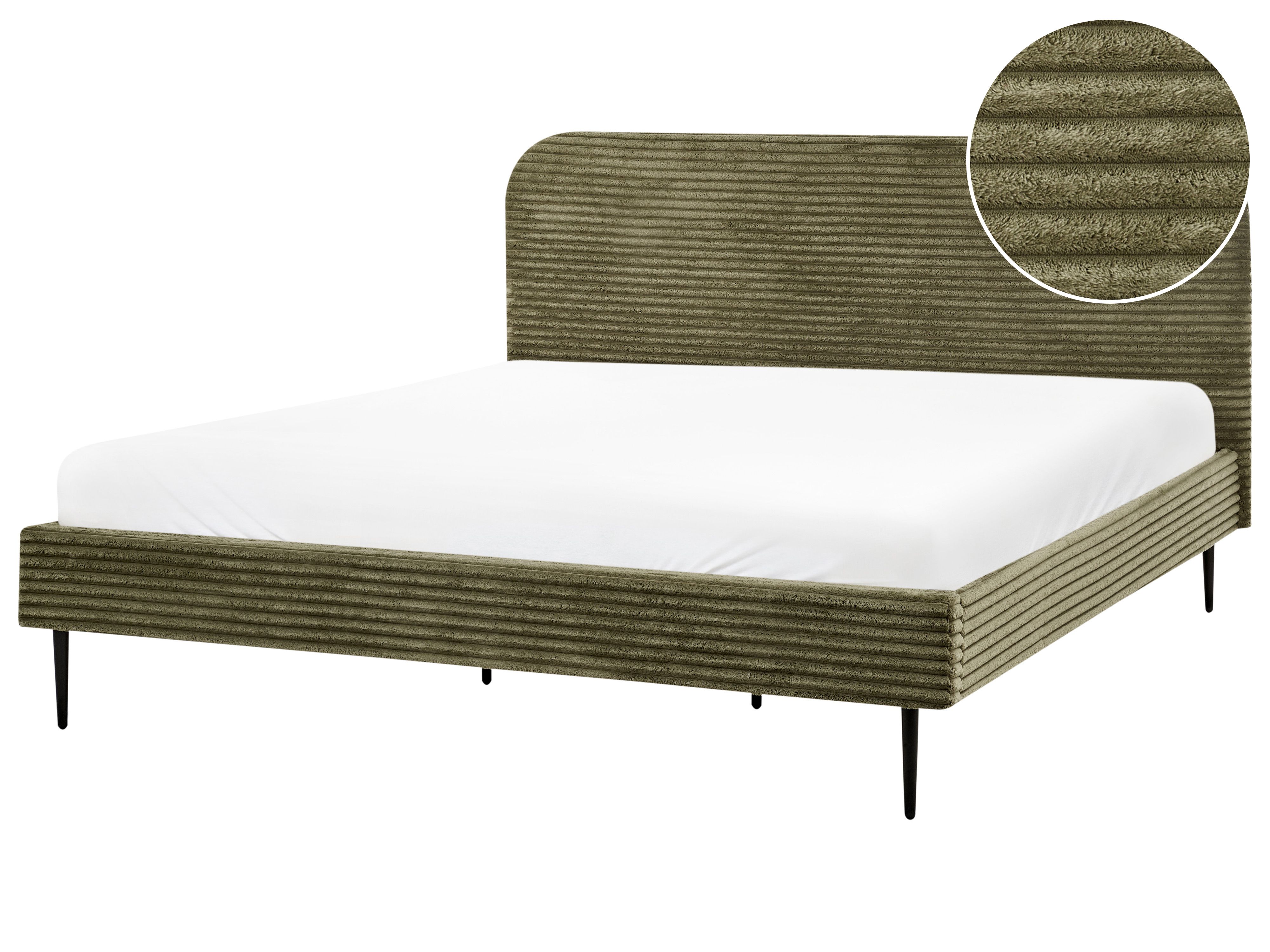 Bed Corduroy FLAYAT 180 x 200 cm (EU Super King) Green