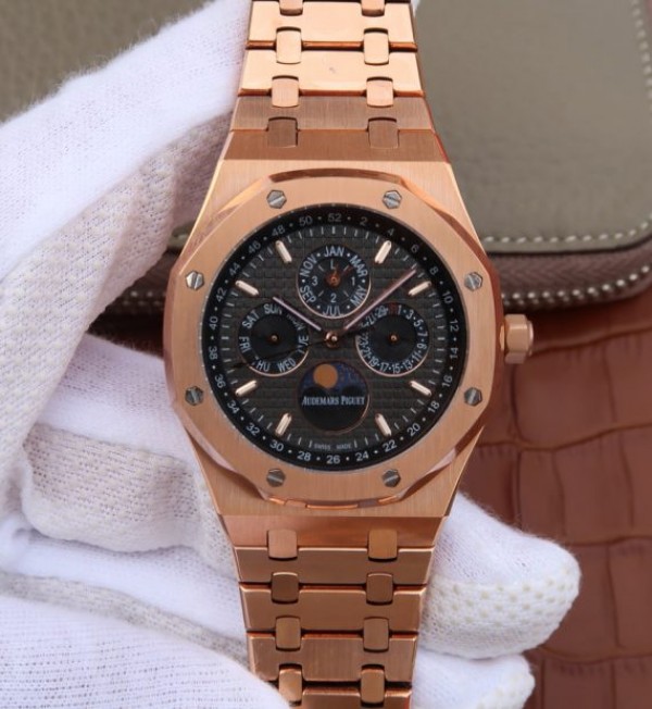 Replica Audemars Piguet JF Royal Oak 41mm 26574 RG Black Textured Dial A5134 - Top club
