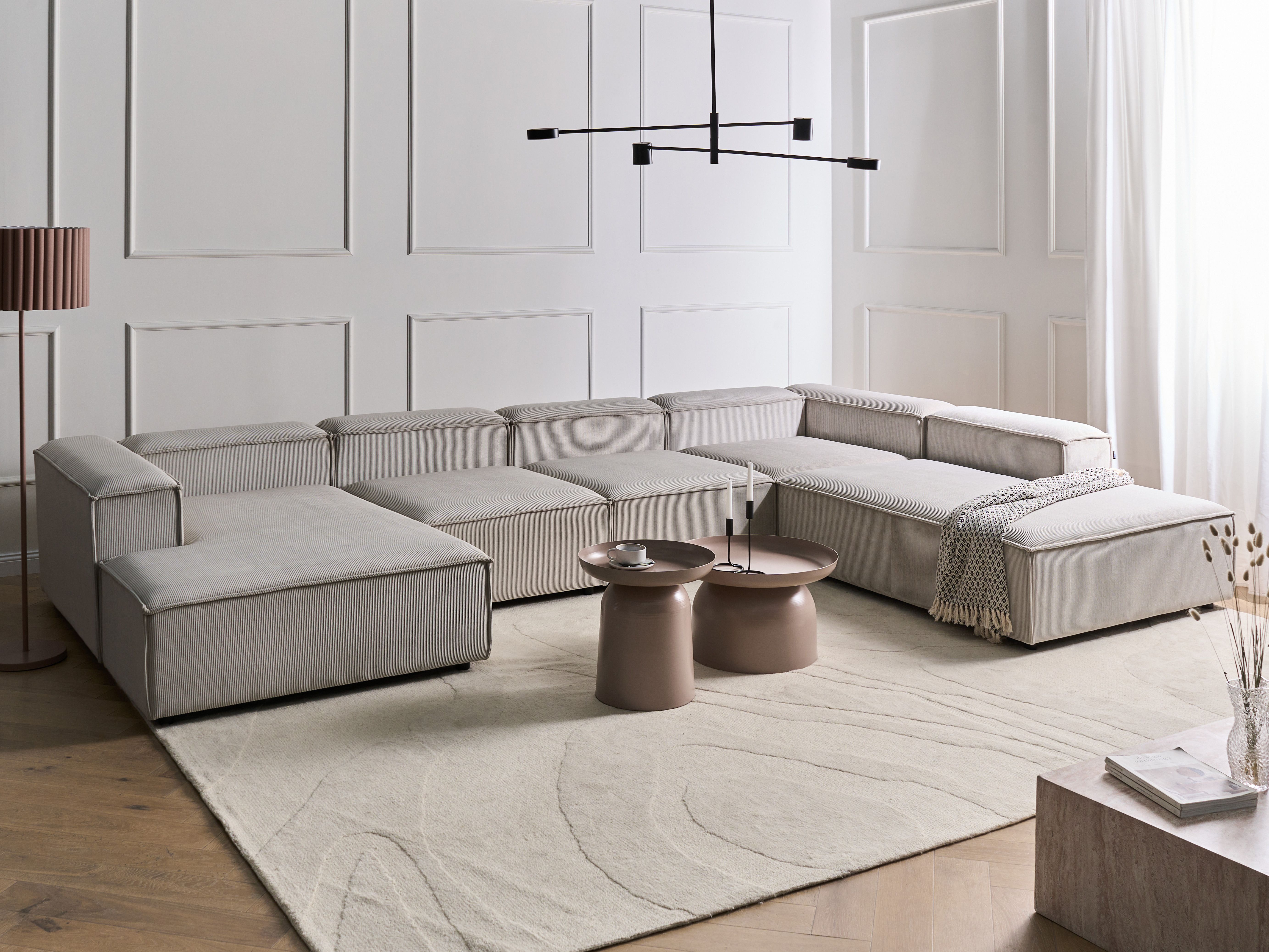 Modular Corner Sofa 5 Seater ARDAL Corduroy Taupe Left Hand