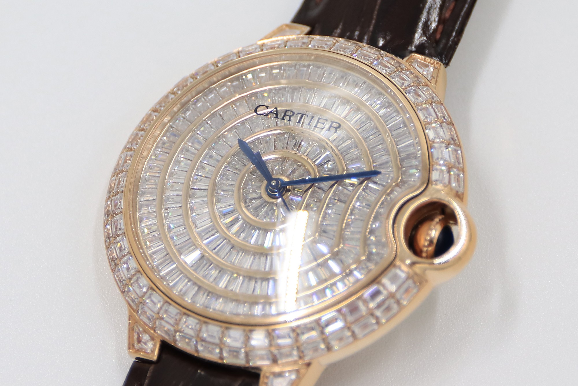 Cartier Blue Balloon Square Diamonds Full Sky Watch-Rose Gold-Leather-42mm(1:1 replica) - Top club