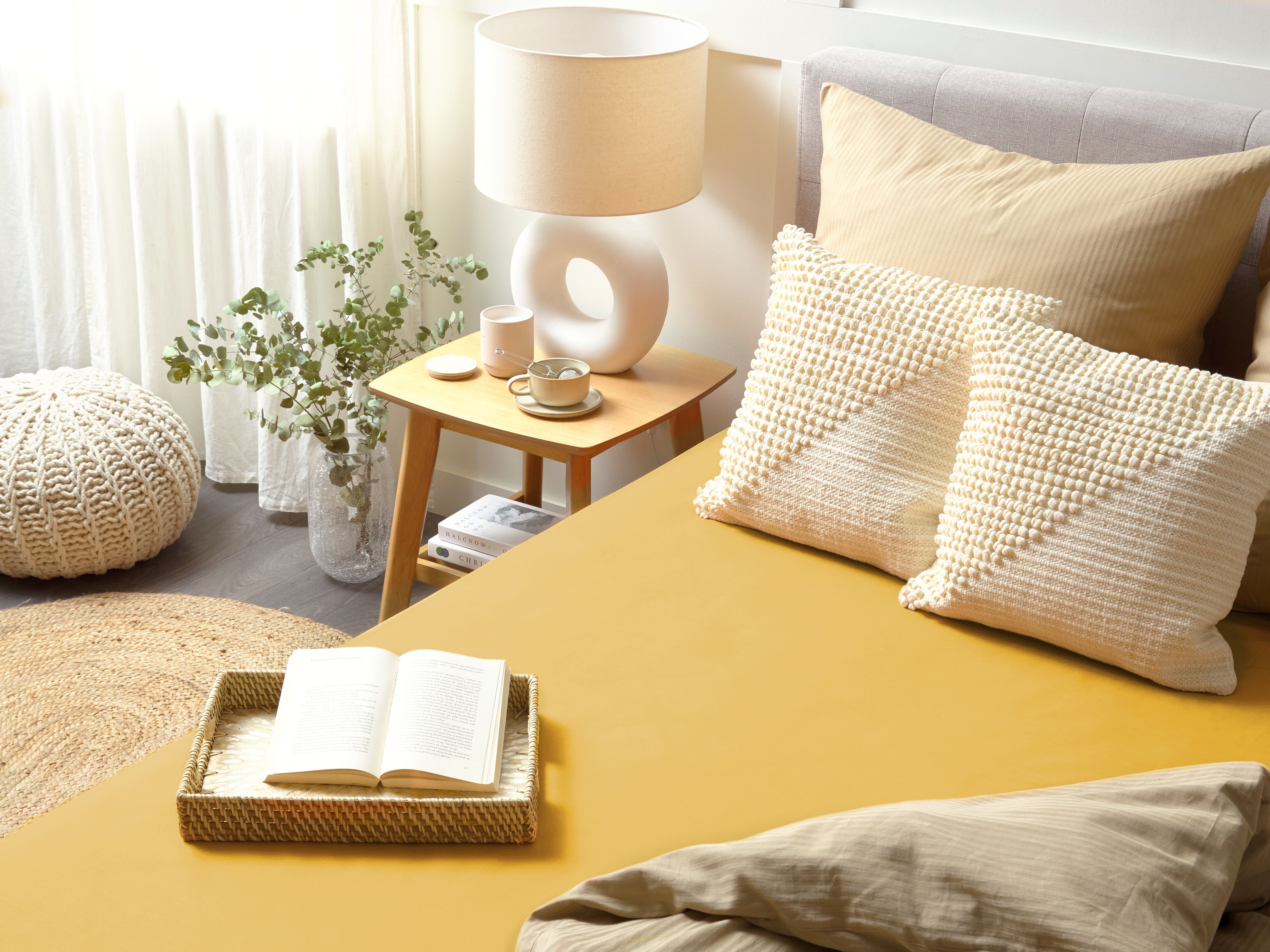 Fitted Sheet JANBU Cotton 200 x 200 cm Mustard