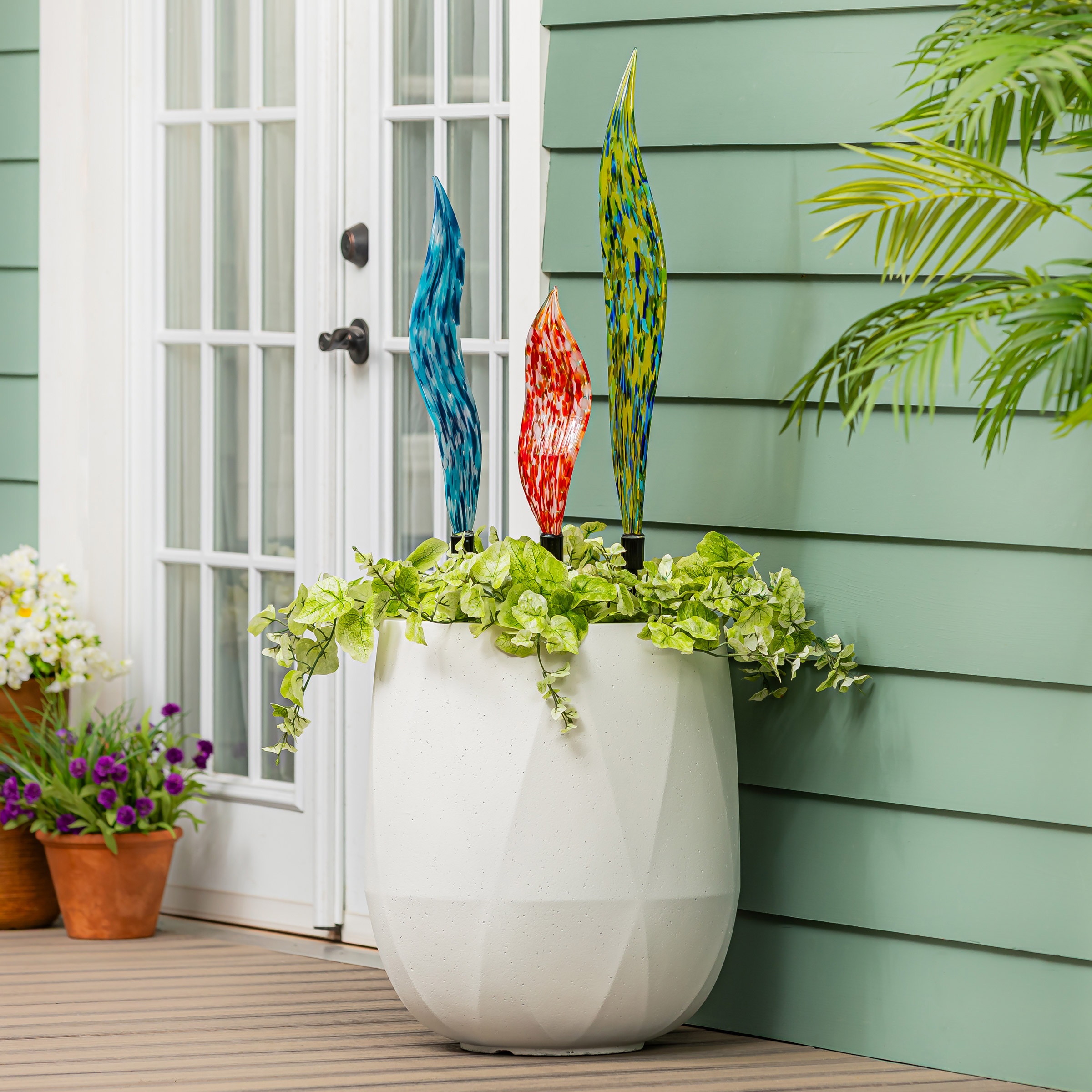 Glass Garden Stakes, Set of 3 - Image 4