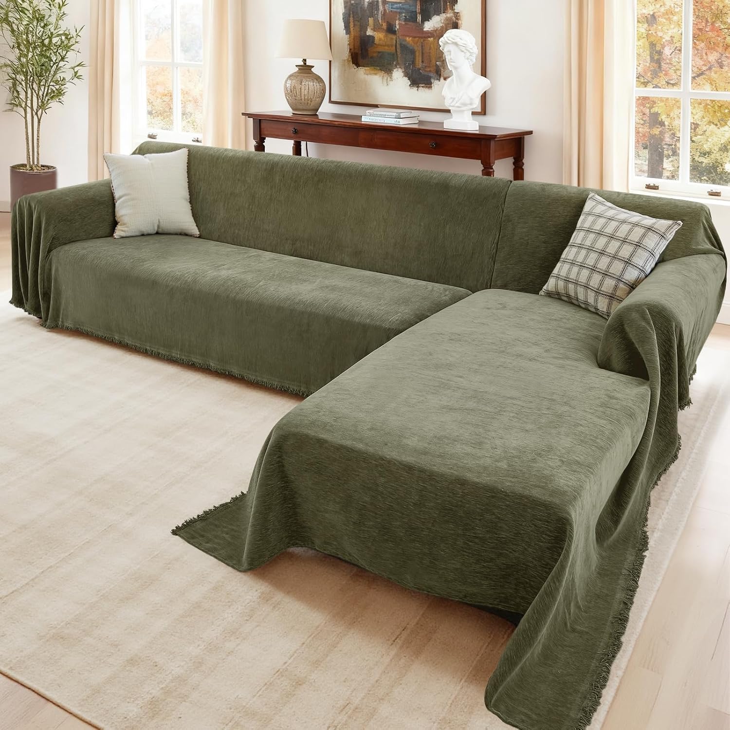 Sectional Couch Covers, 2 Pieces Washable L Shaped Couch Covers Sofa Blanket for Dogs Pet Friendly Sectional Sofa Slipcovers Furniture Covers,71
