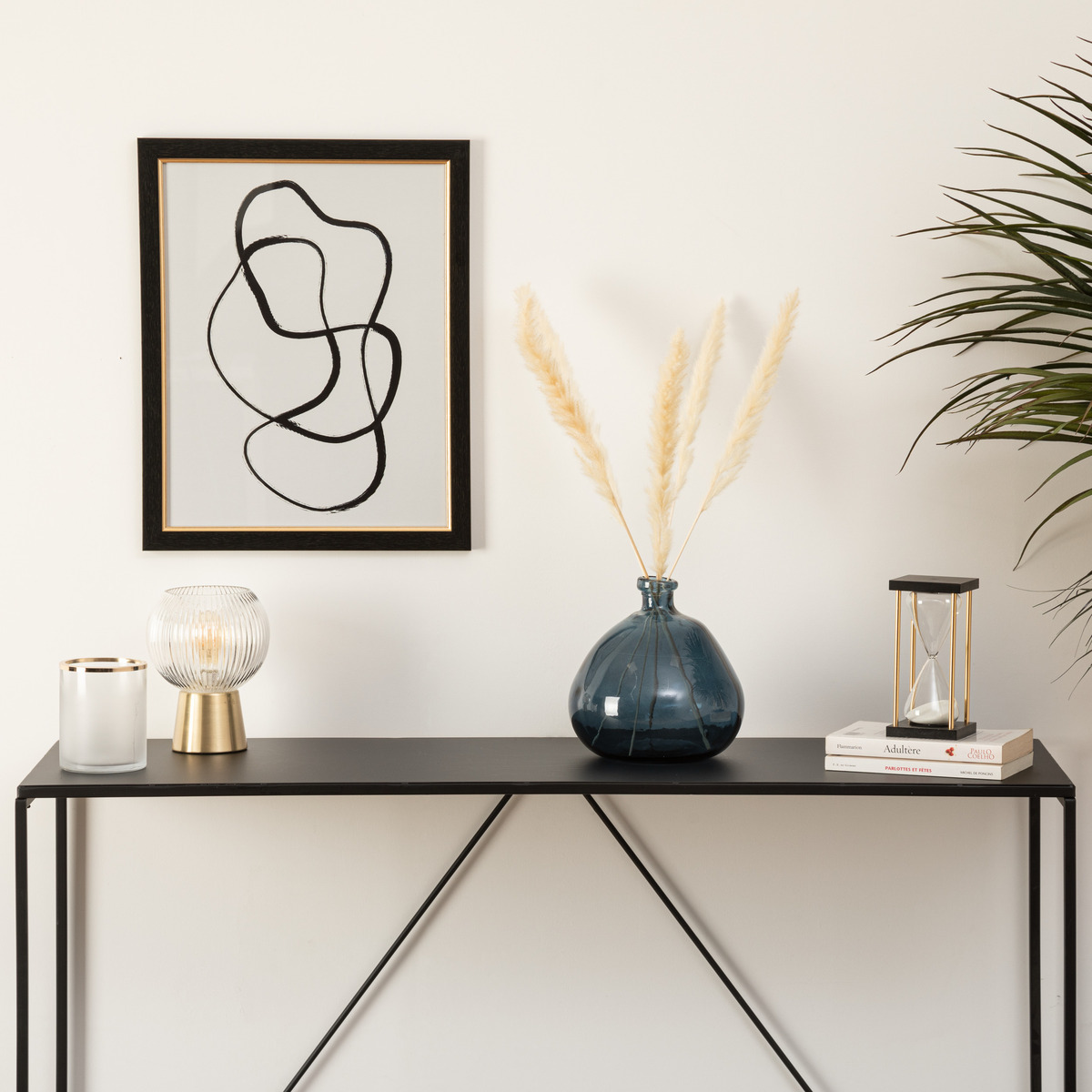 Round vase, recycled glass Storm blue, D.23 cm