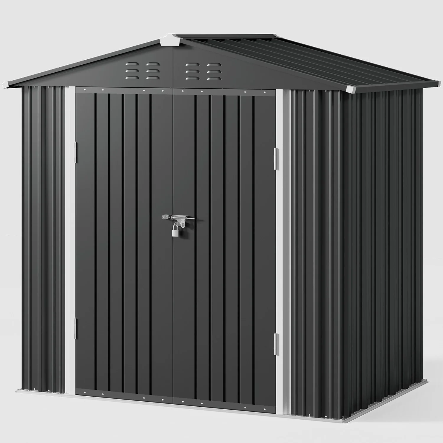 5'x3' Outdoor Storage Shed, Lofka Metal Storage Tool Shed with Single Lockable Door, for Bike| Garden Tools| Patio, Grey - Image 33