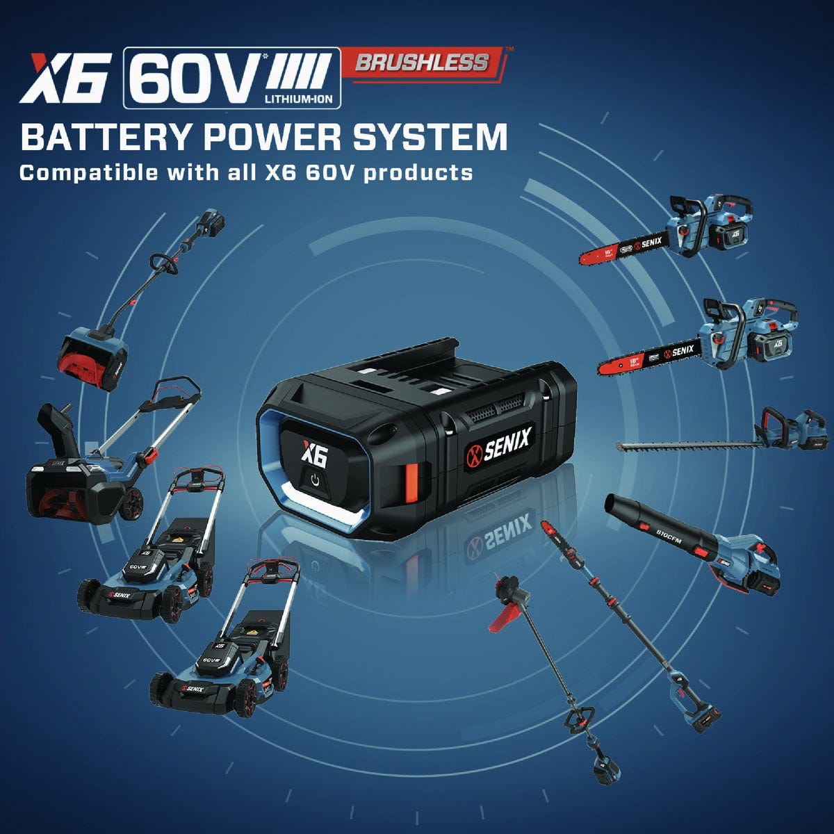Senix X6 60V Max Lithium-Ion 8.0 Ah Battery