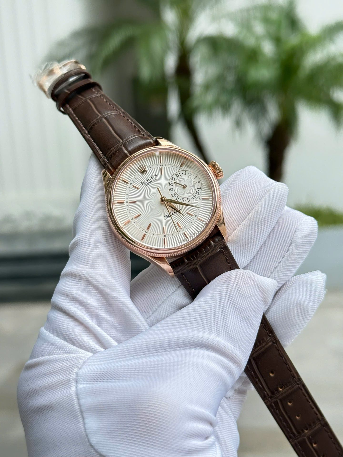 Rolex Cellini 50515 White Dial Replica Watches 18K Gold Wapped Custom 39mm - Elite Watch Atelier
