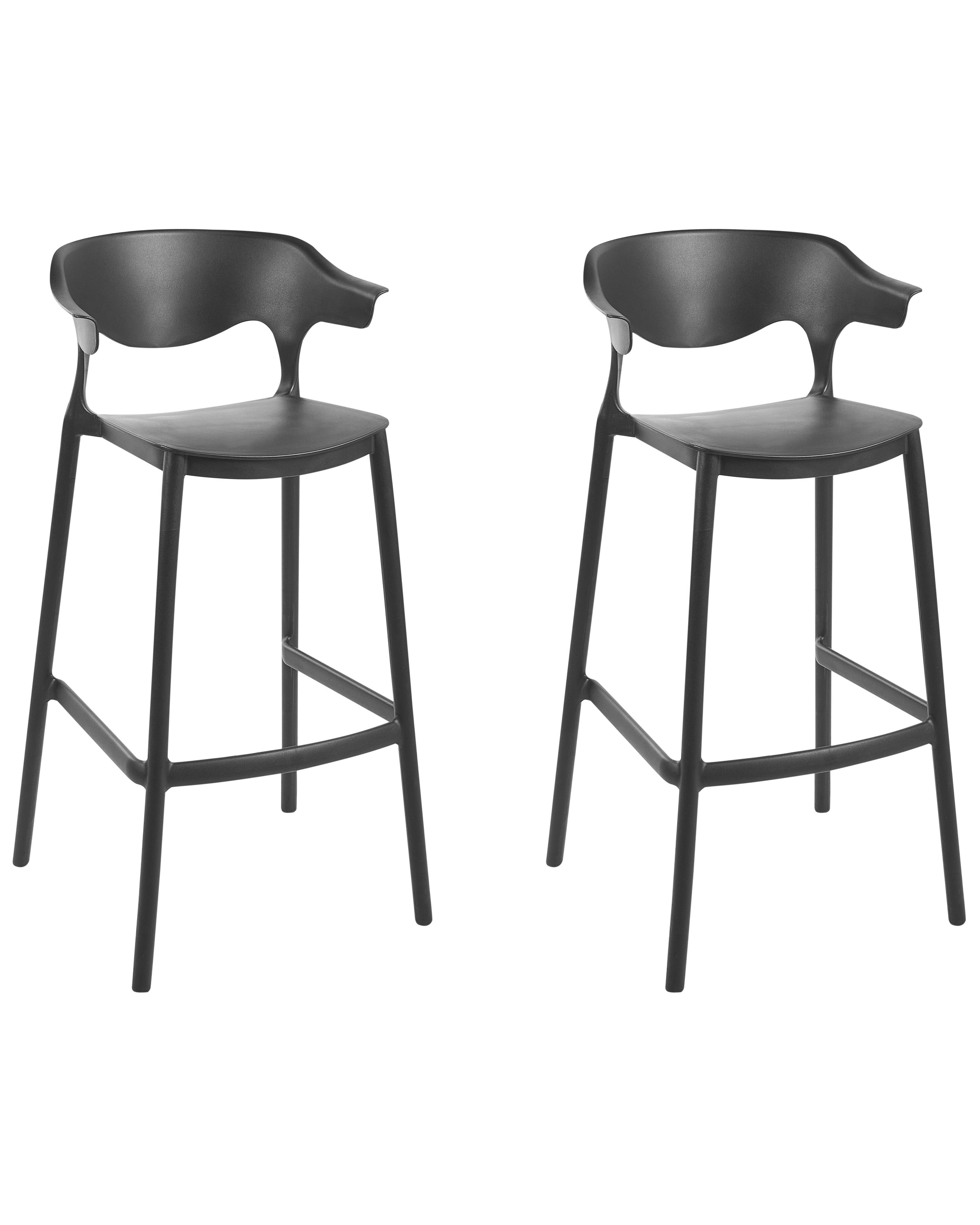 Set of 2 Garden Bar Chairs GUBBIO Black