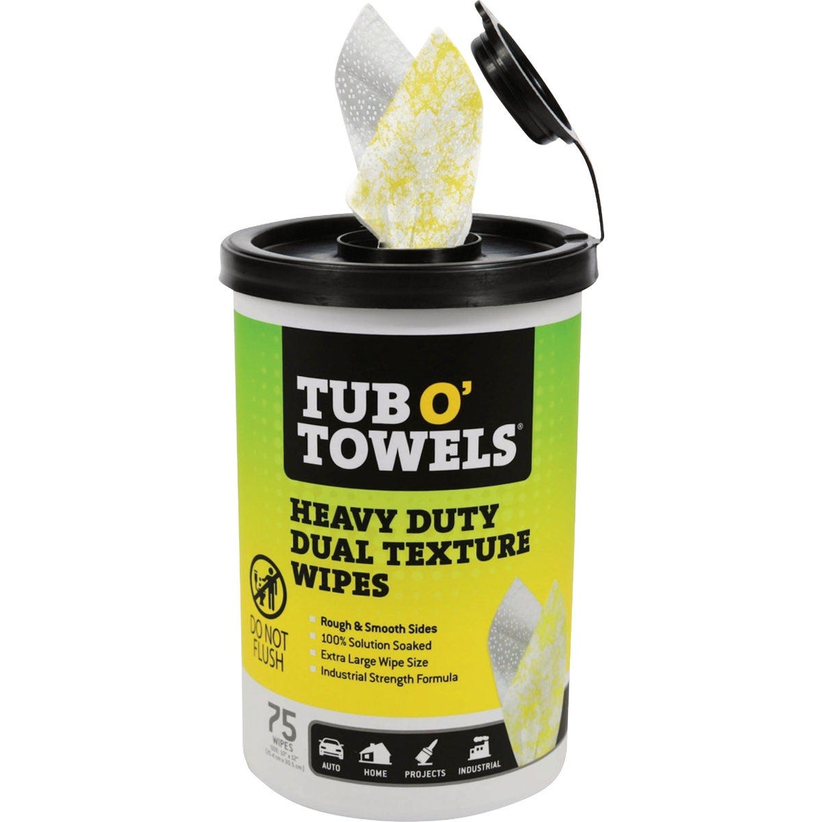 Tub O' Towels 10 In. x 12 In. Heavy Duty Dual Texture Wipes (75-Ct.)