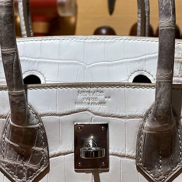 Hermes Crocodile Himalaya Birkin 30 Replica Silver Hardware1:1High-quality replica