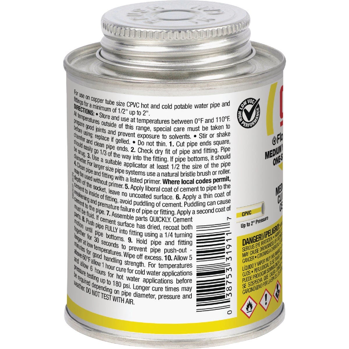 Oatey FlowGuard Gold 8 Oz. Medium Bodied Yellow All Weather One-Step CPVC Cement
