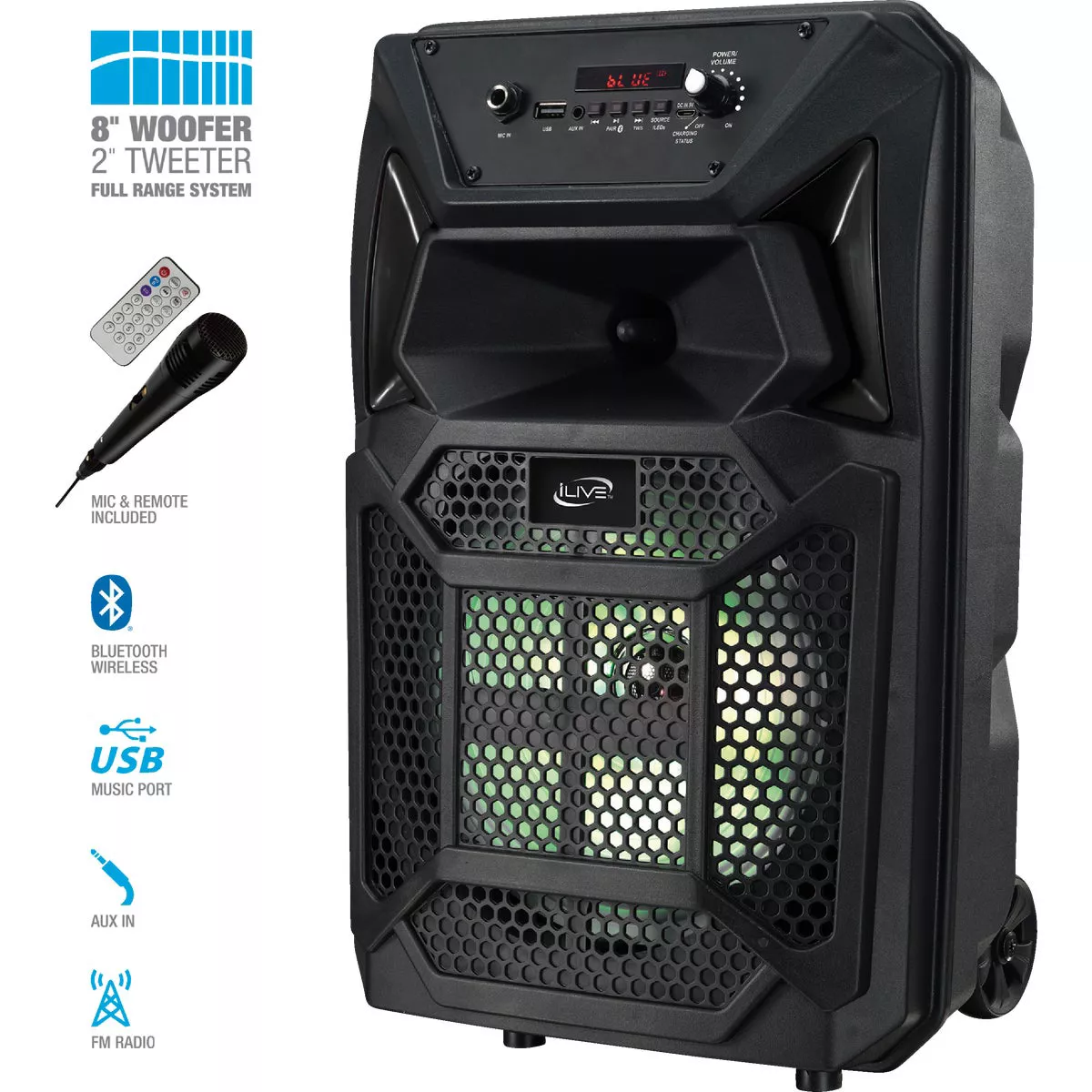 iLive Portable Wireless Bluetooth Tailgate Party Speaker