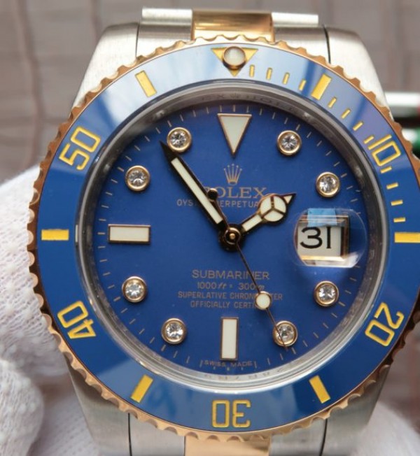 Replica Rolex Submariner 116613 Noob YG Wrapped Blue Dial  SS/YG Bracelet A3135 - Top club