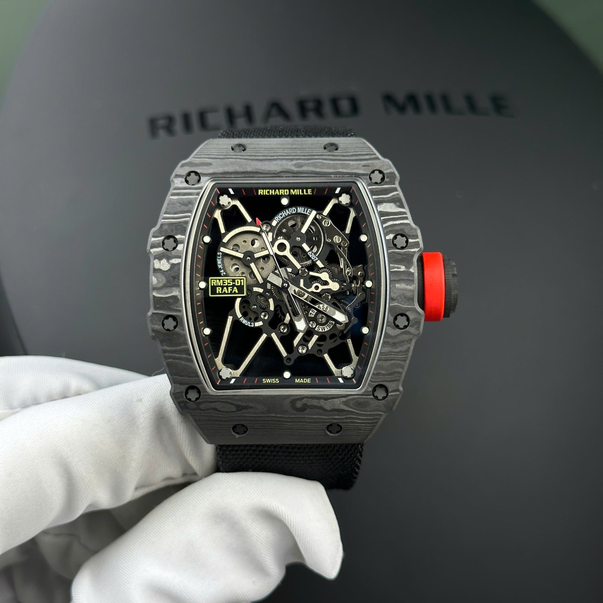 Richard Mille RM35-01 Replica Watch Carbon Case Fabric Nato StrapBBR Factory 44,5x50mm - Elite Watch Atelier