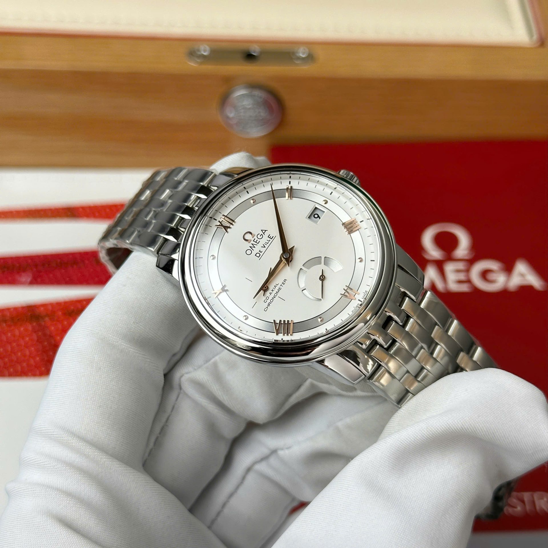 Omega De Ville Prestige Power Reserve Replica Watch White Dial Metal Wire 39.5mm - Top club