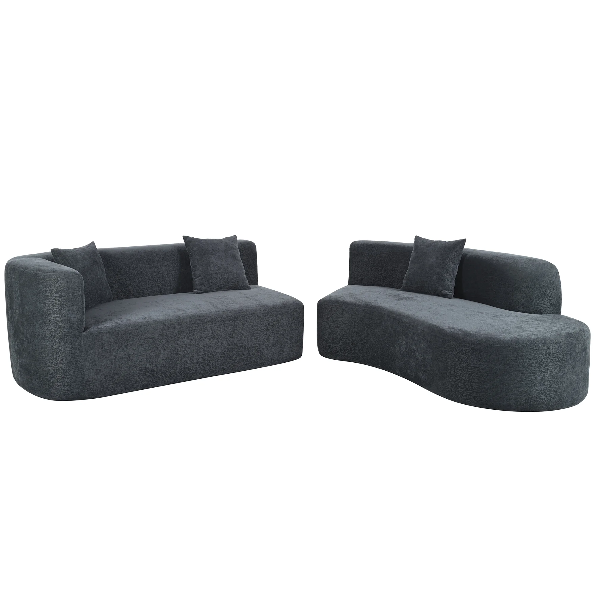 Harper & Bright Designs Modern Curved Floor Sofa Set, Modular Sectional Sponge Couch for Living Room, 2 PC Free Combination No Assembly Foam-Filled Sofa, Beige - Image 83