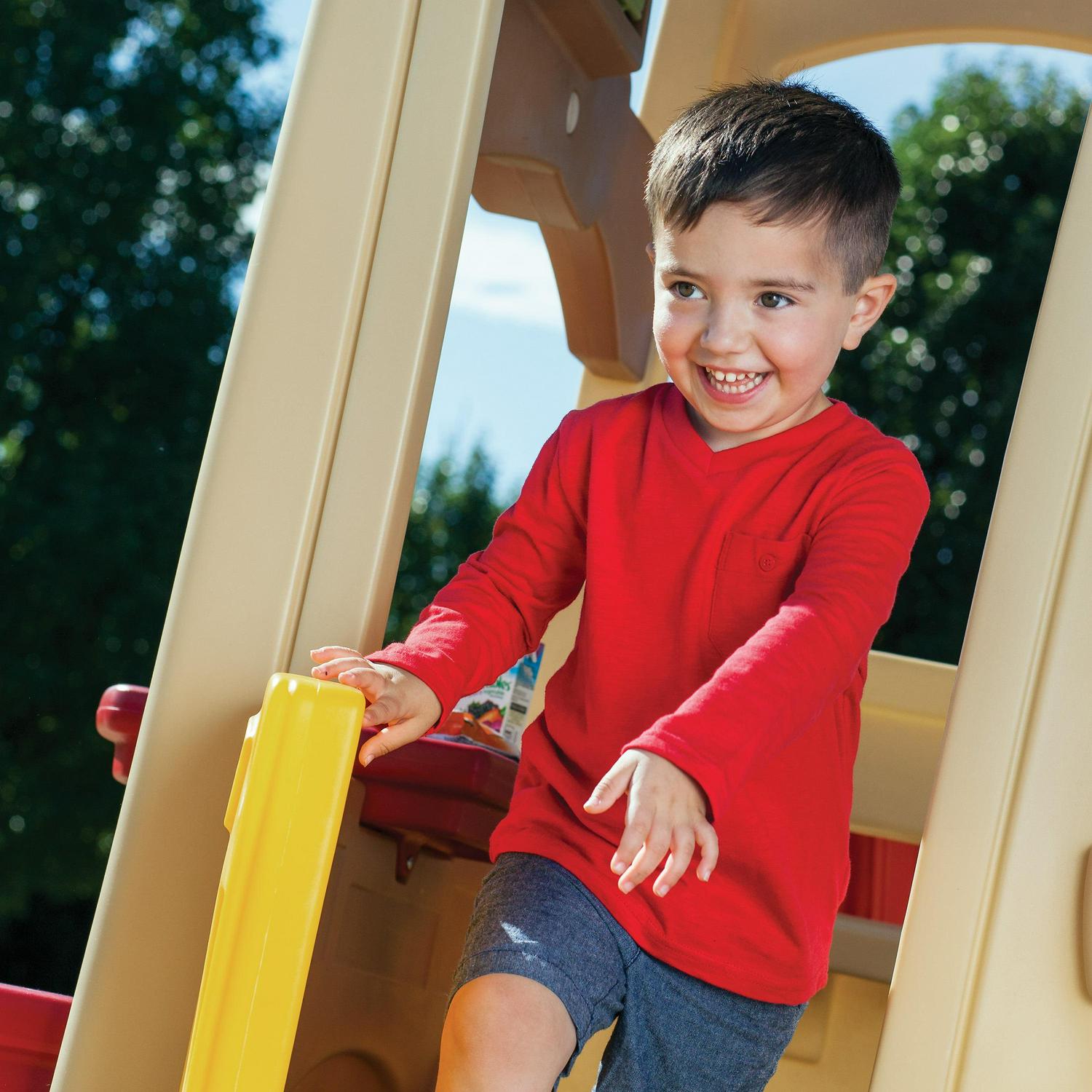 Step2 Neighborhood Fun Center Brown Playhouse with Slide Plastic Kids Outdoor Toys - Image 11