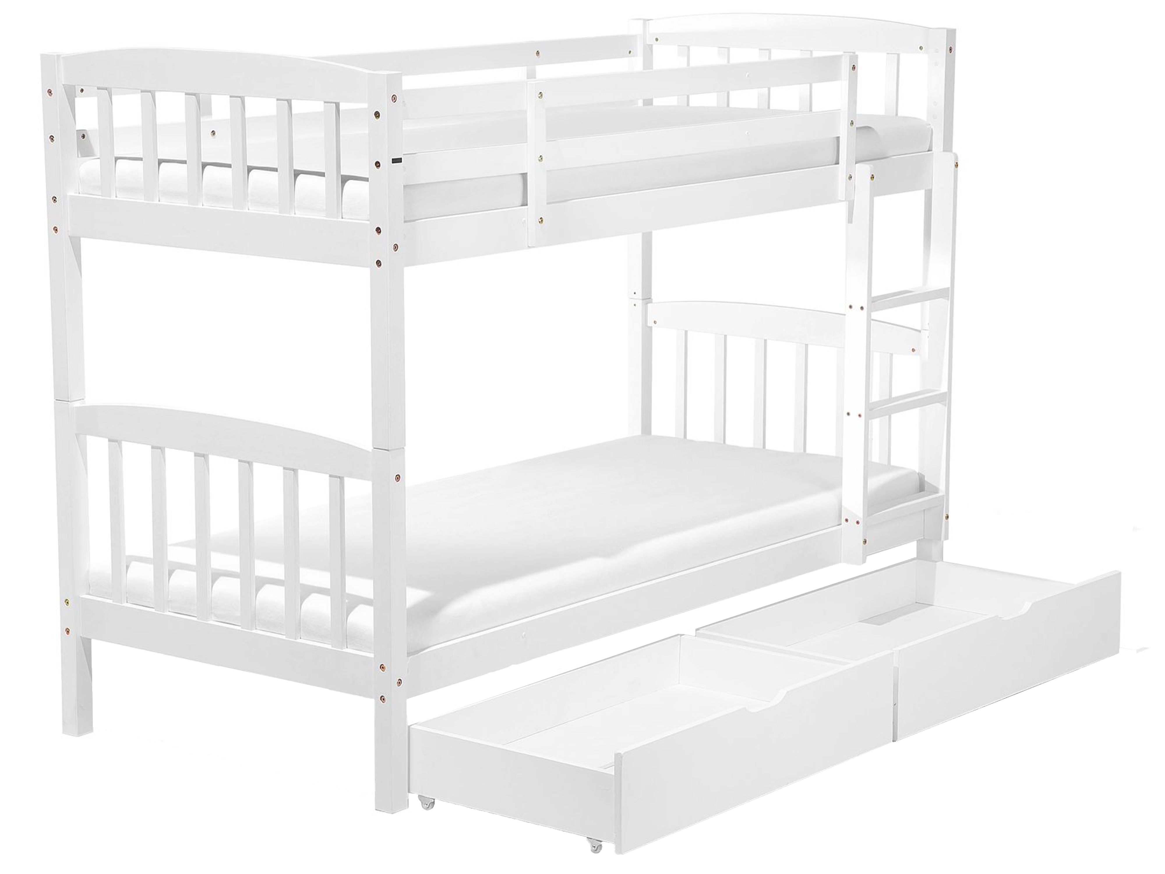 Bunk Bed with Drawers Pine Wood REVIN 90 x 200 cm (EU Single) White