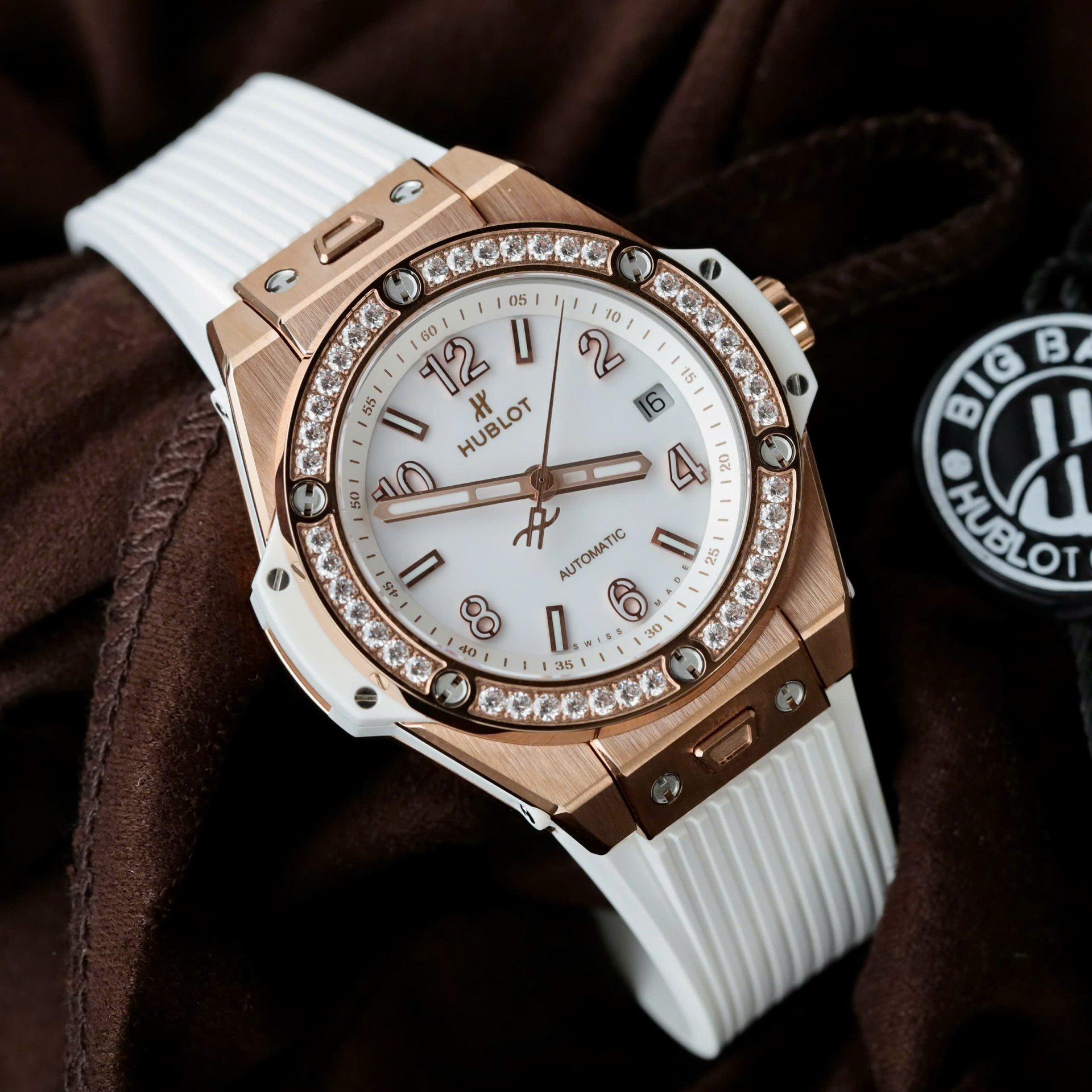 Hublot Big Bang One Click King Gold Replica Watches White Rubber Strap 39mm - Top club