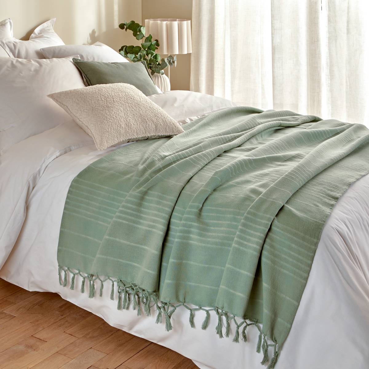 Bed Throw "Anjali" Celadon Green, 220x160 cm