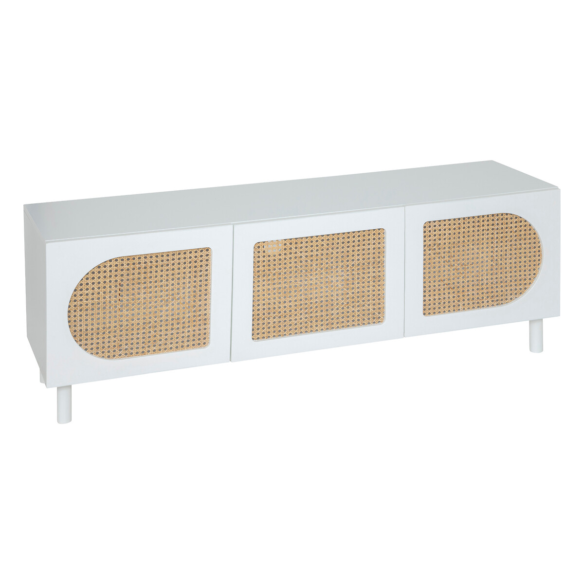 "Cabras" TV unit White wood, Rattan, 140x50 cm