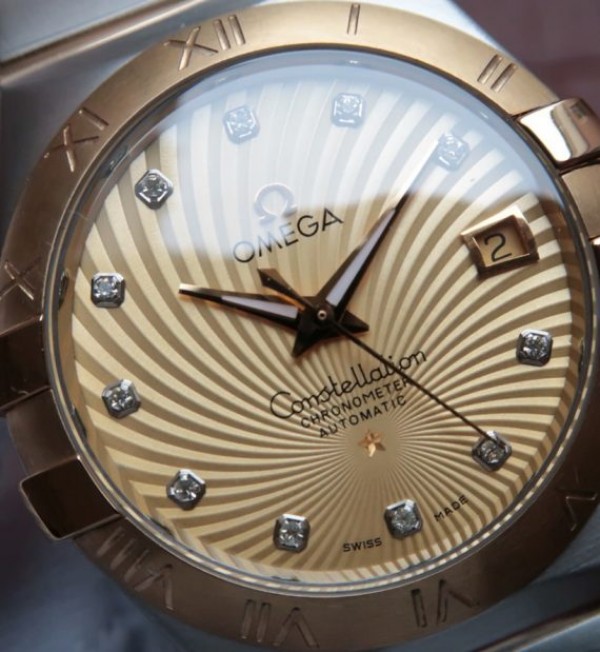 Replica Omega V6 Constellation 35mm YG Bezel YG Textured Dial SS Bracelet A2500 - Top club